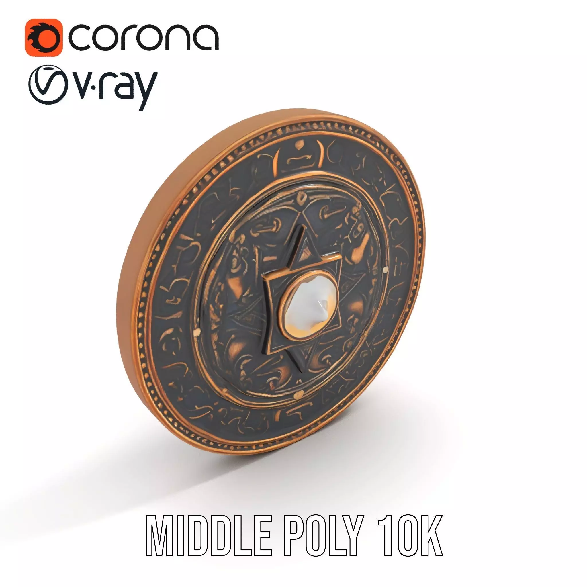 Ornate Brass Medallion model pack Low-poly 3D model_6
