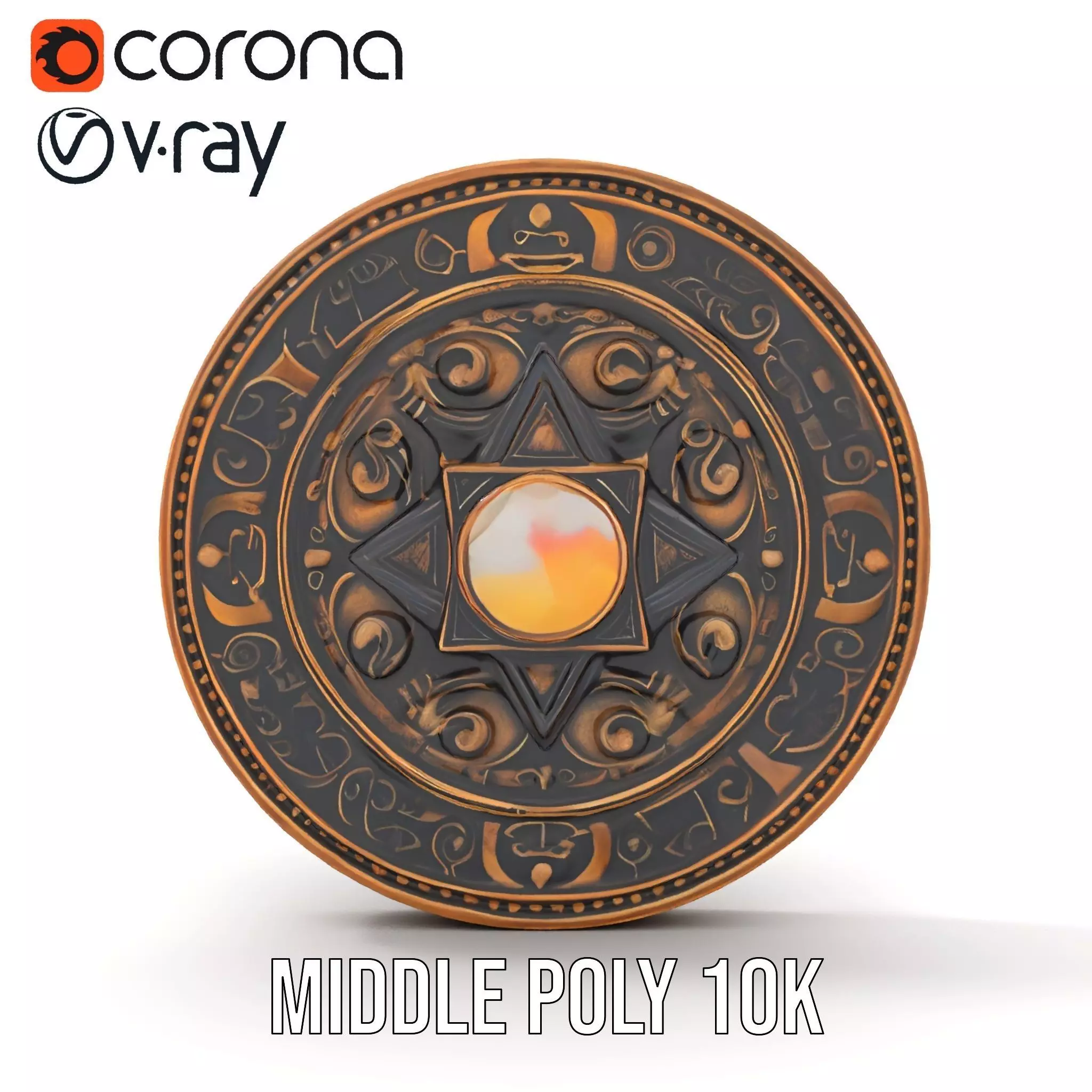 Ornate Brass Medallion model pack Low-poly 3D model_24