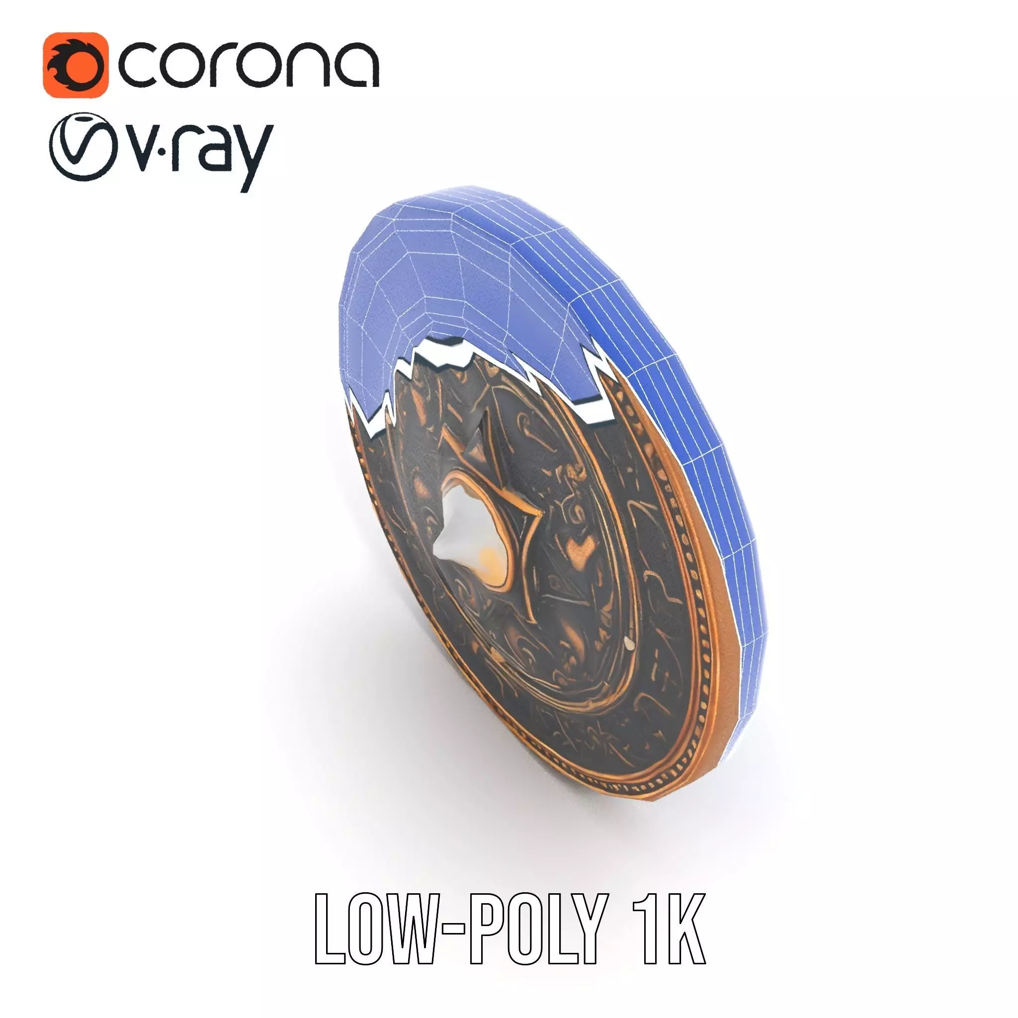 Ornate Brass Medallion model pack Low-poly 3D model_25