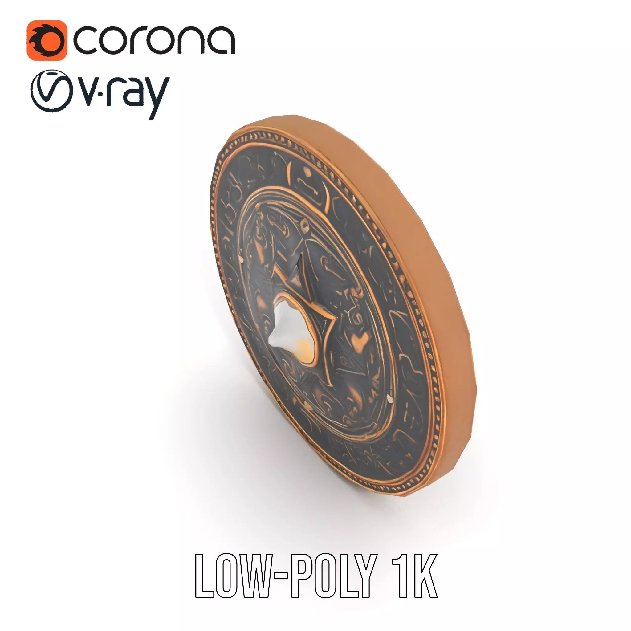 Ornate Brass Medallion model pack Low-poly 3D model_14