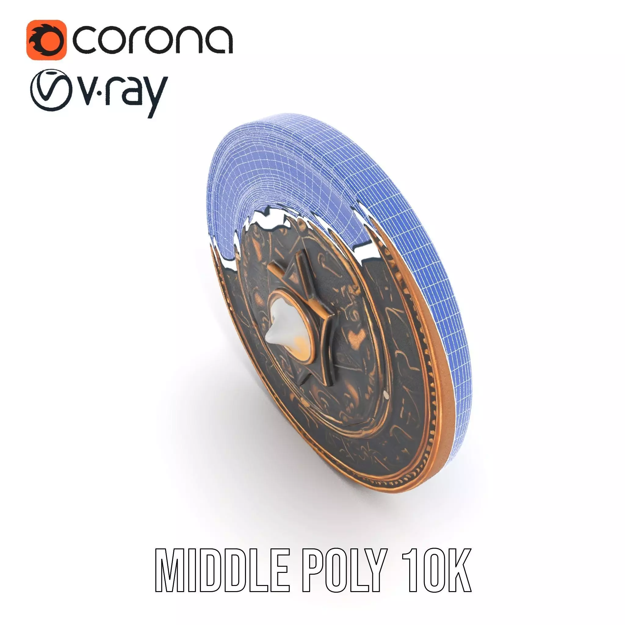 Ornate Brass Medallion model pack Low-poly 3D model_30