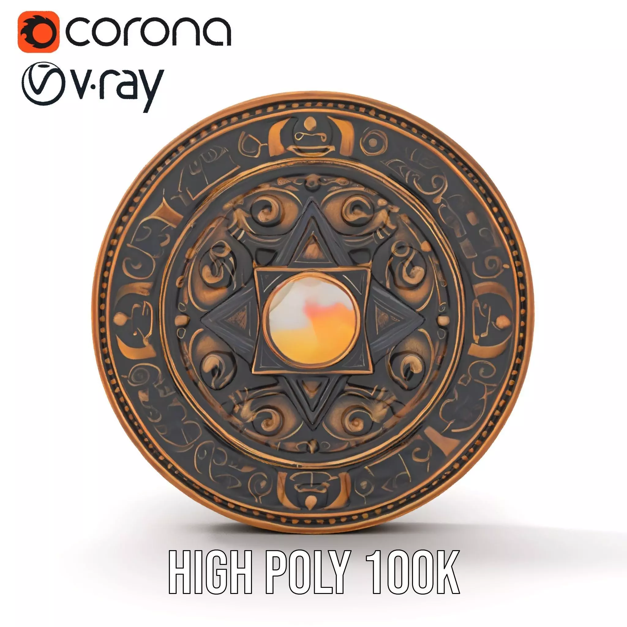 Ornate Brass Medallion model pack Low-poly 3D model_20