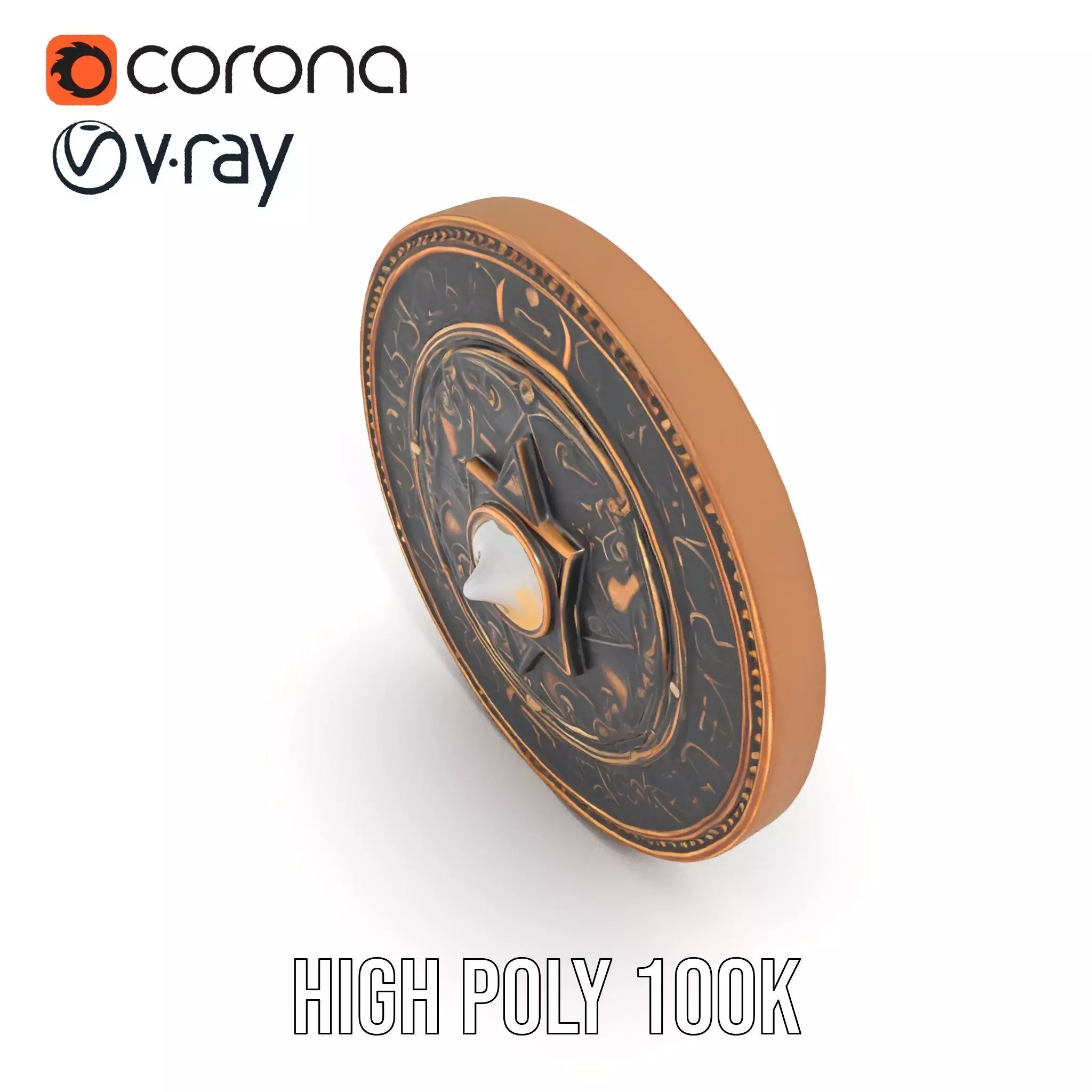 Ornate Brass Medallion model pack Low-poly 3D model_23