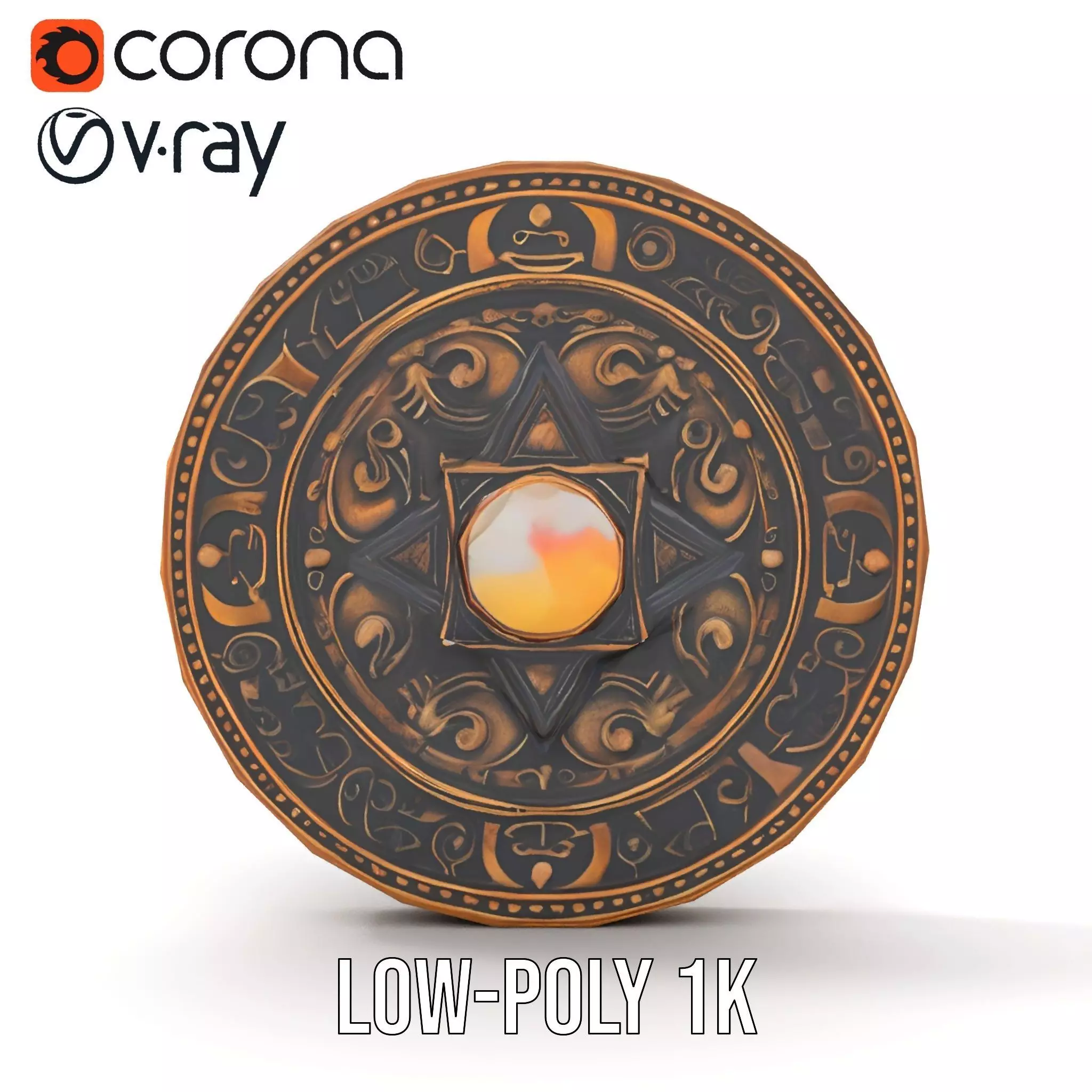 Ornate Brass Medallion model pack Low-poly 3D model_7