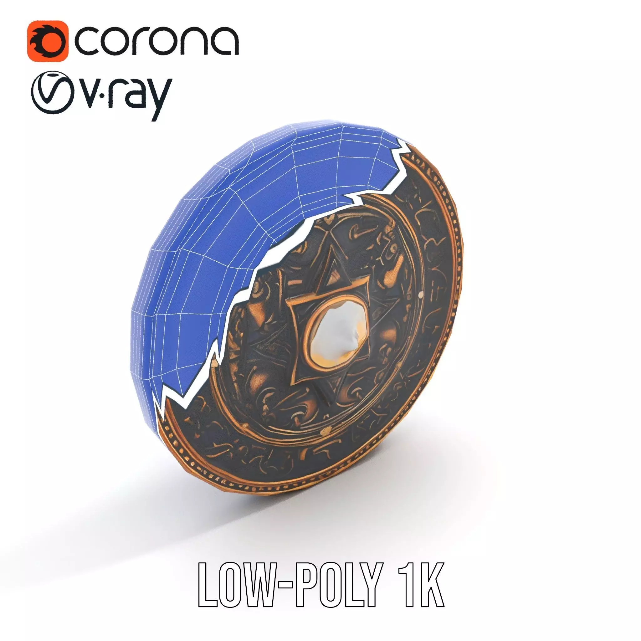 Ornate Brass Medallion model pack Low-poly 3D model_31