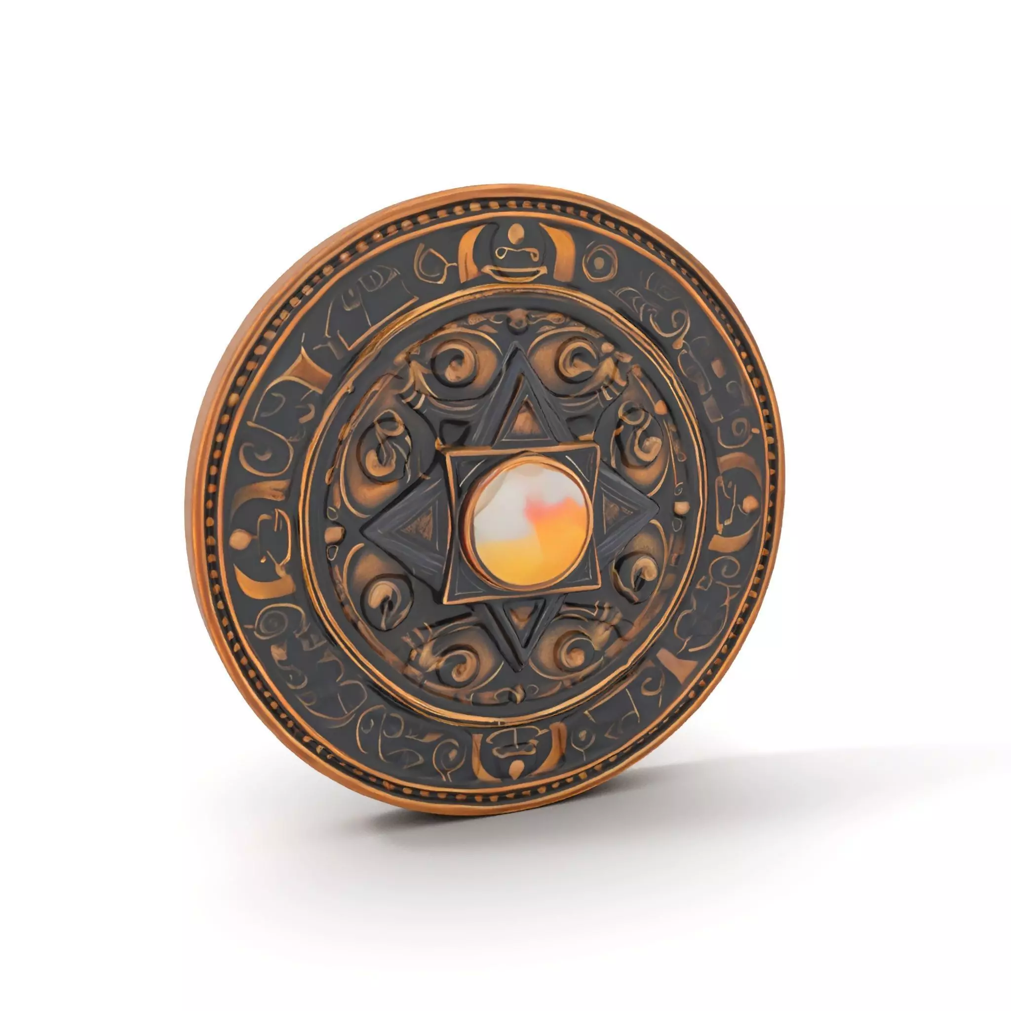 Ornate Brass Medallion model pack Low-poly 3D model_0