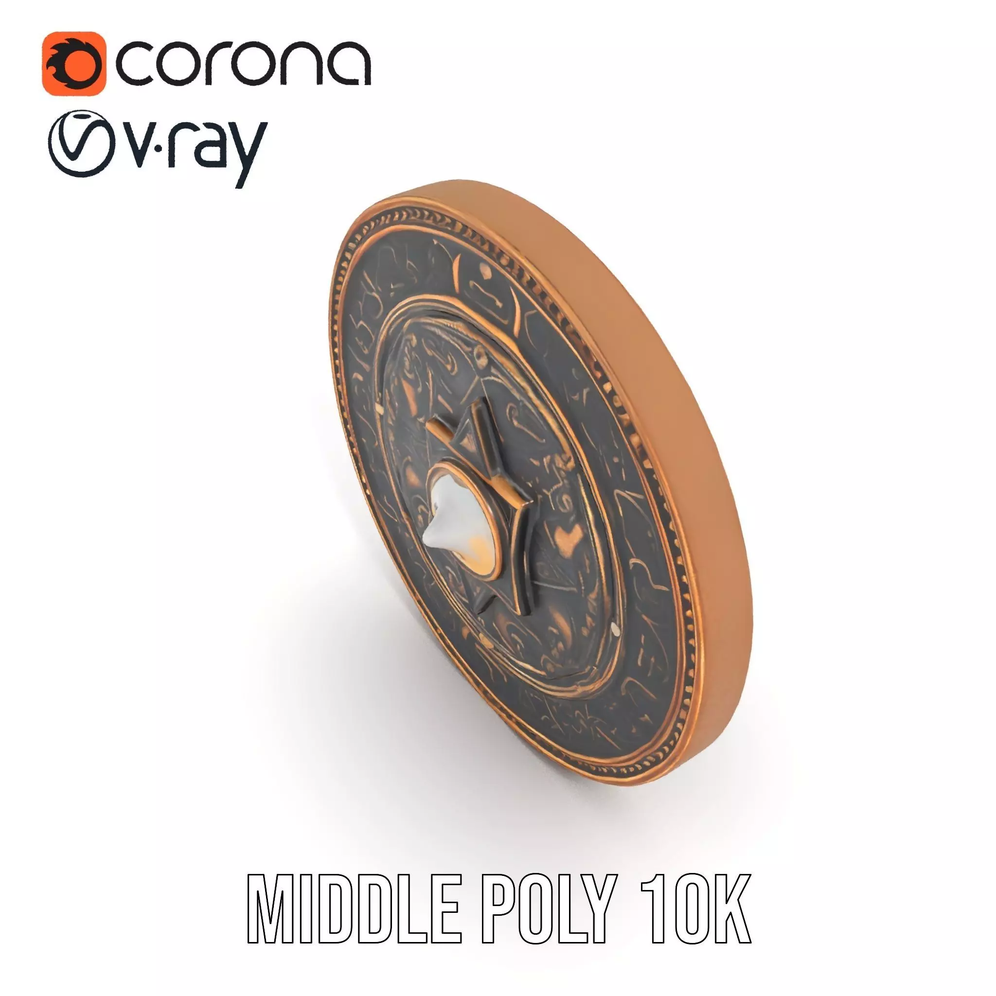 Ornate Brass Medallion model pack Low-poly 3D model_10