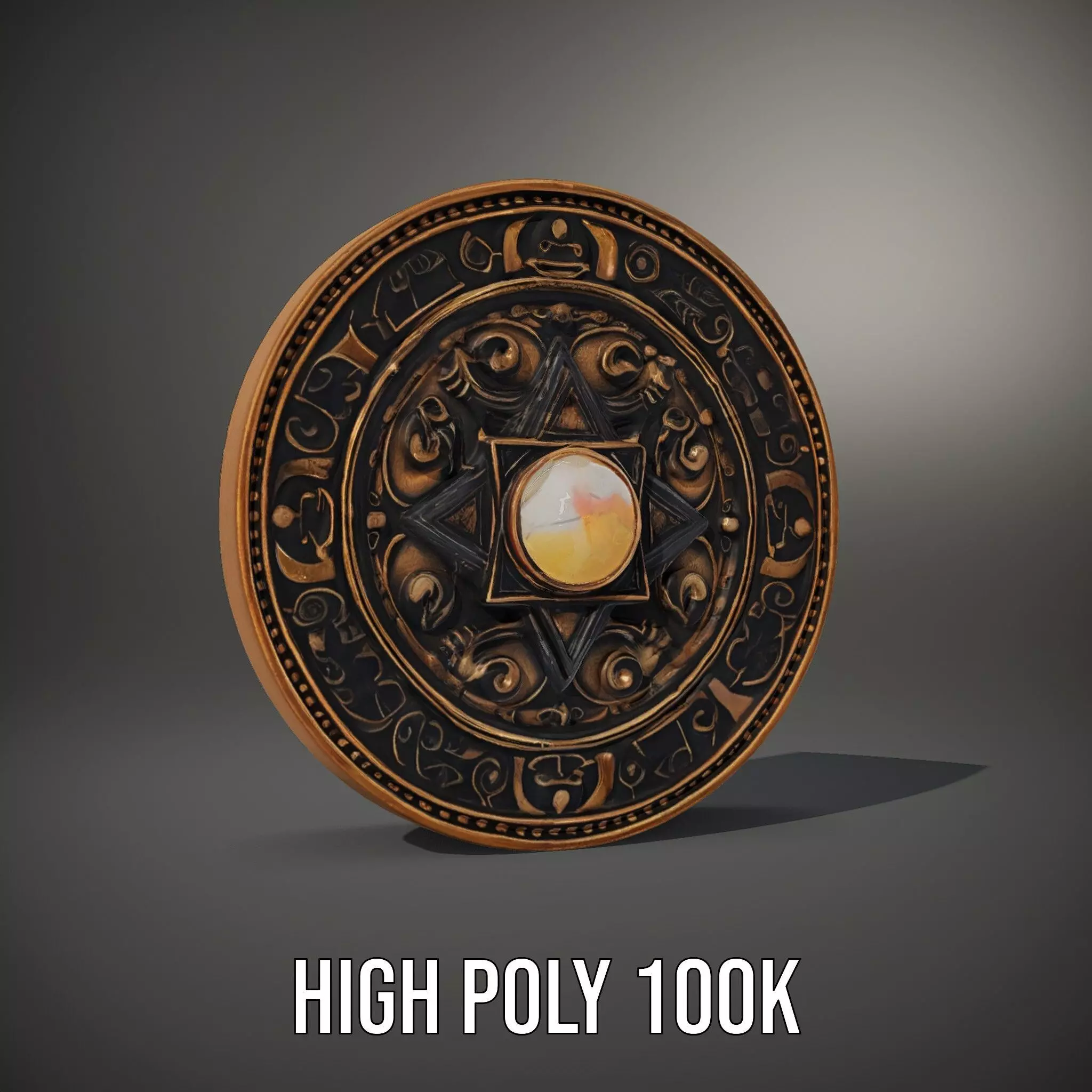 Ornate Brass Medallion model pack Low-poly 3D model_8