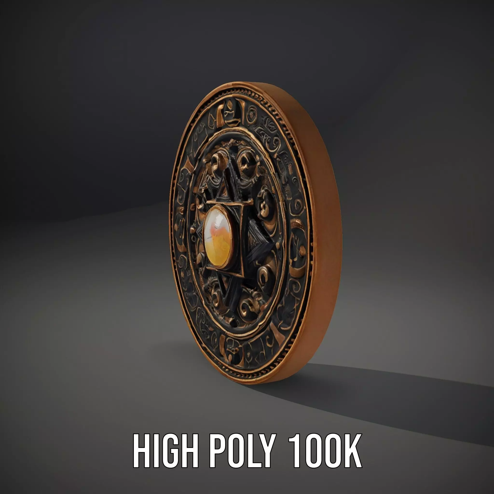 Ornate Brass Medallion model pack Low-poly 3D model_12