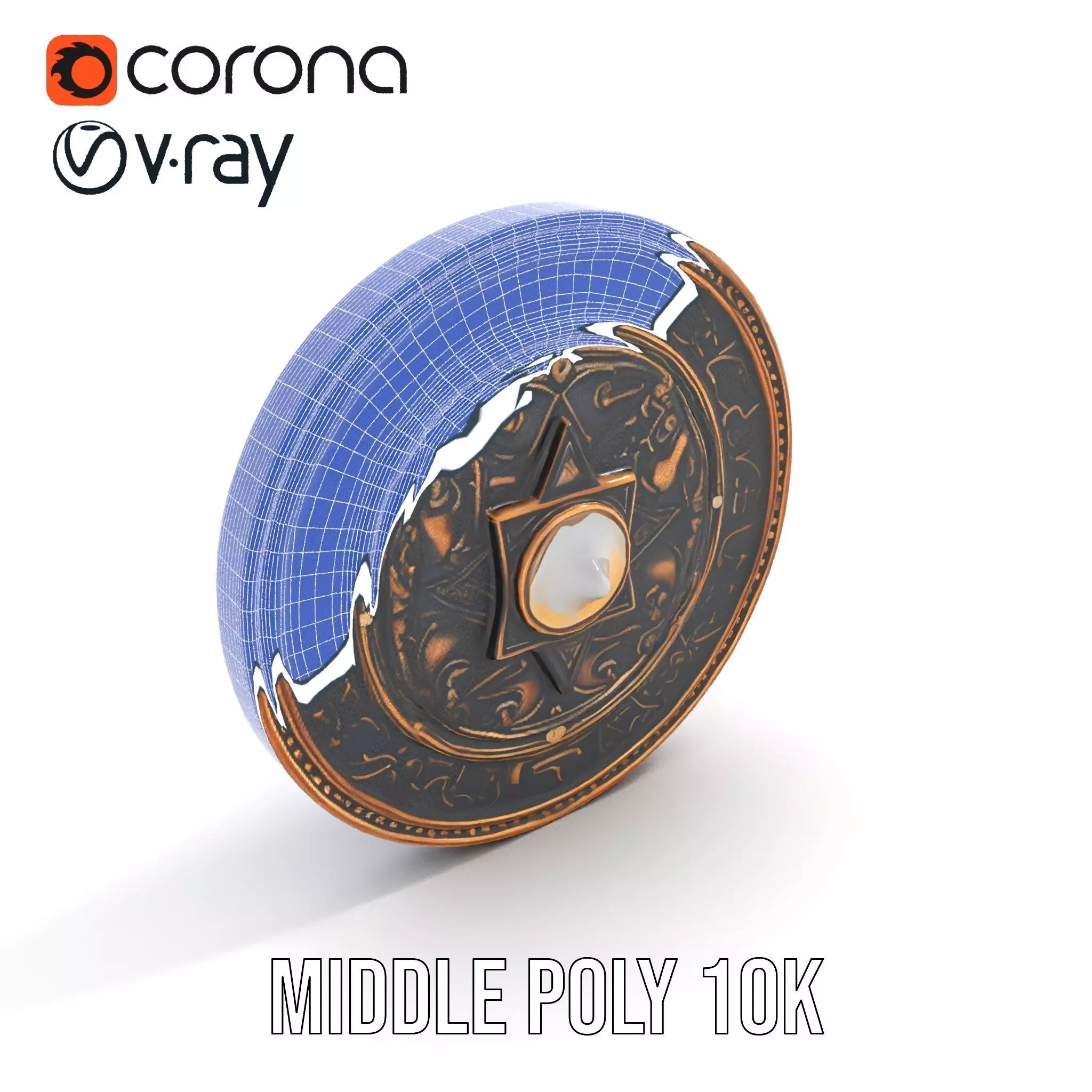 Ornate Brass Medallion model pack Low-poly 3D model_21