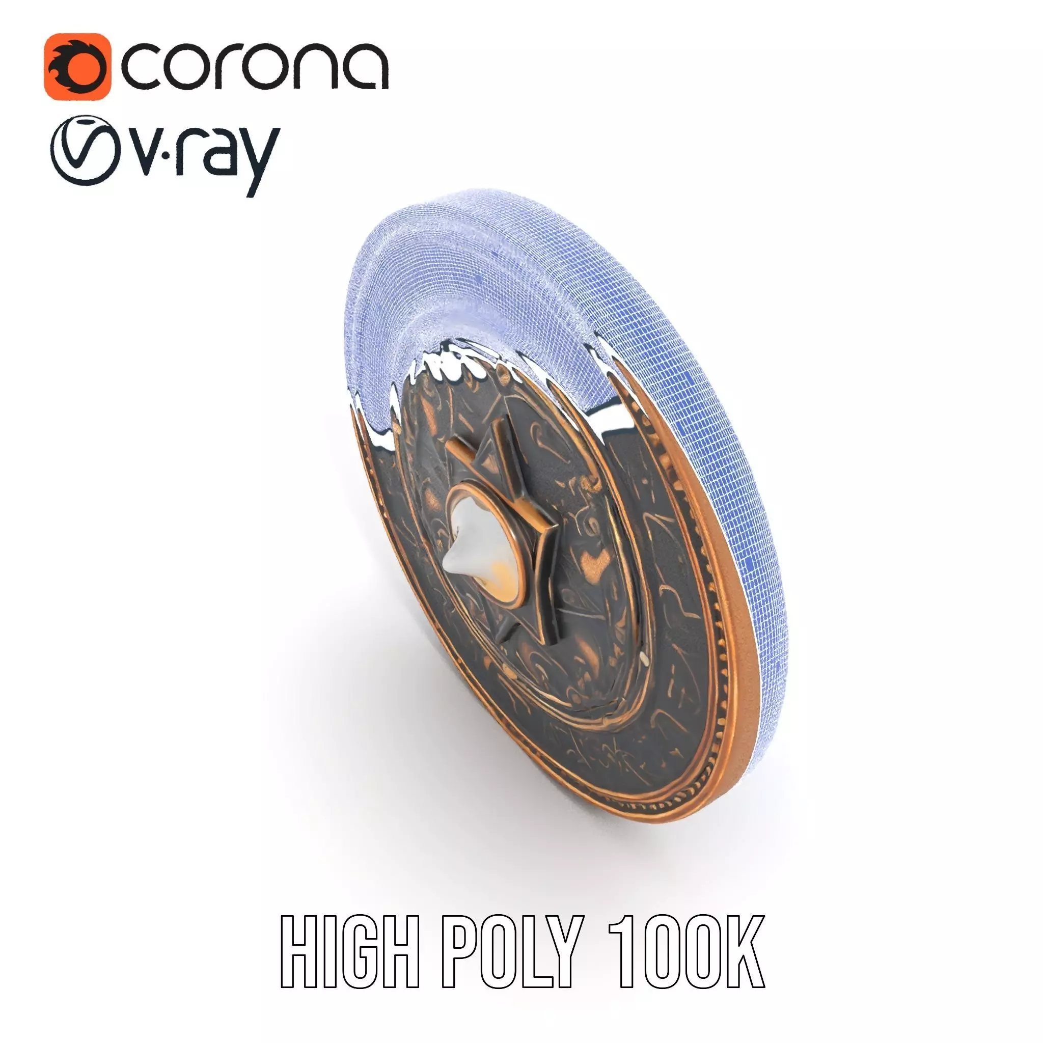 Ornate Brass Medallion model pack Low-poly 3D model_29