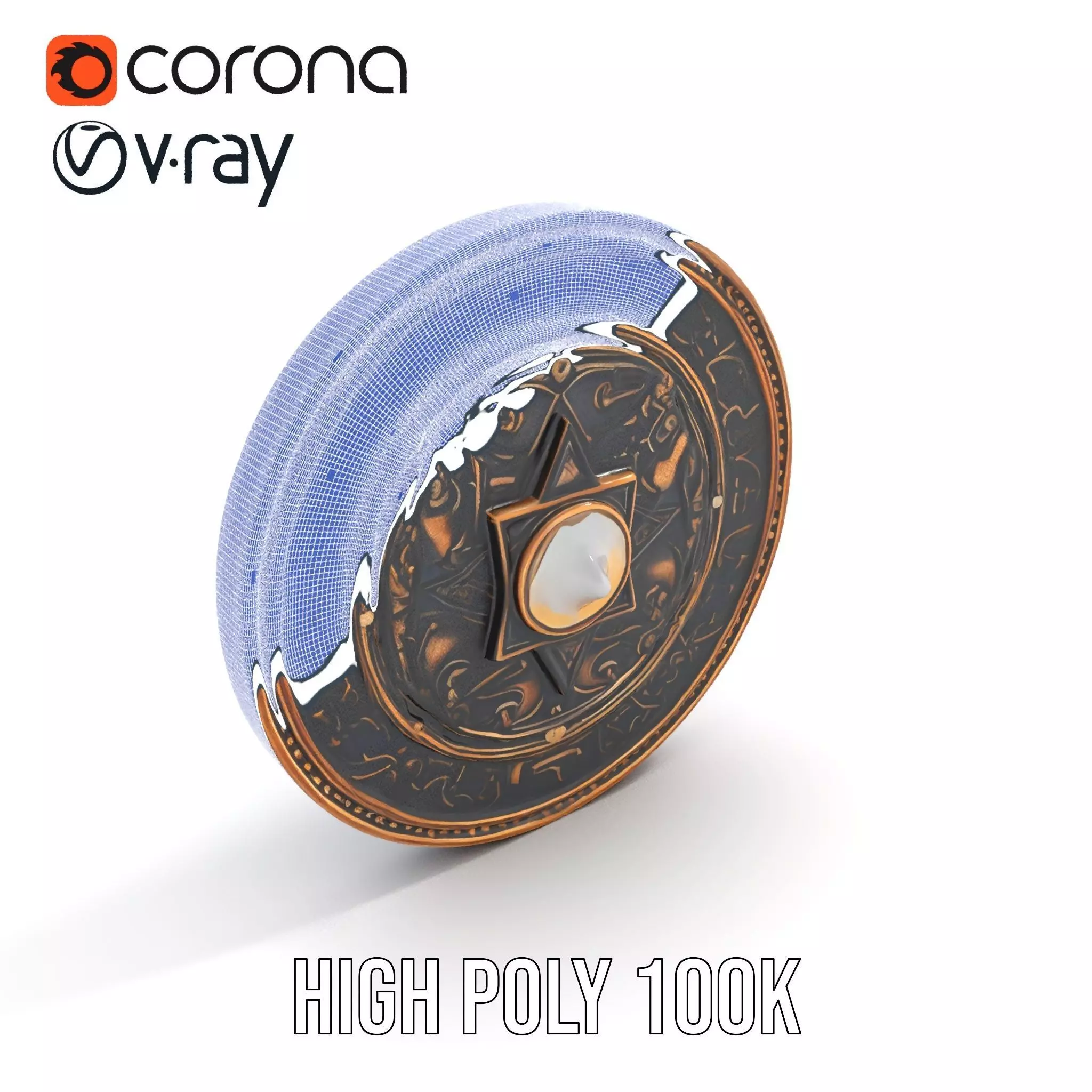 Ornate Brass Medallion model pack Low-poly 3D model_33