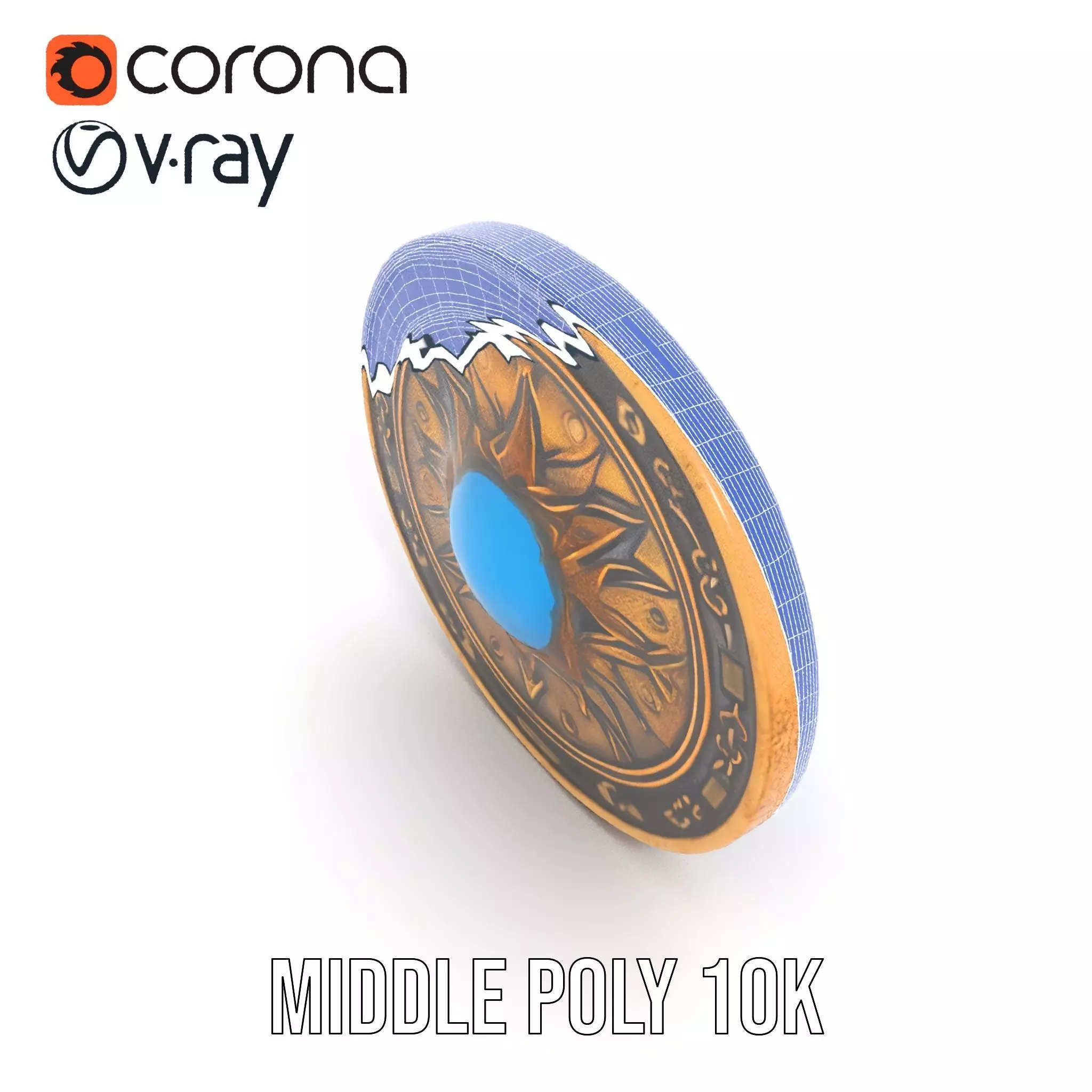 Ornate Brass Medallion model pack Low-poly 3D model_30