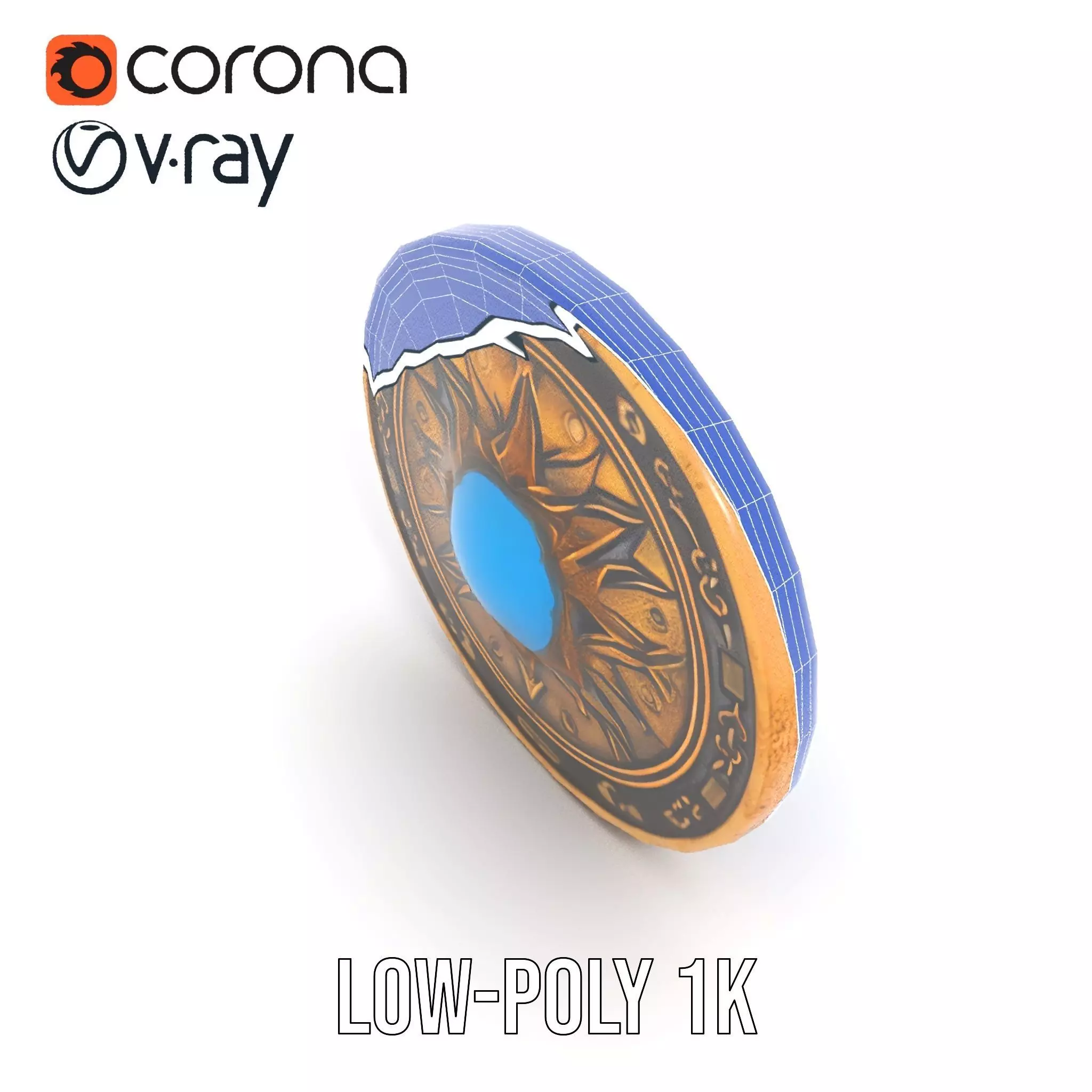 Ornate Brass Medallion model pack Low-poly 3D model_28