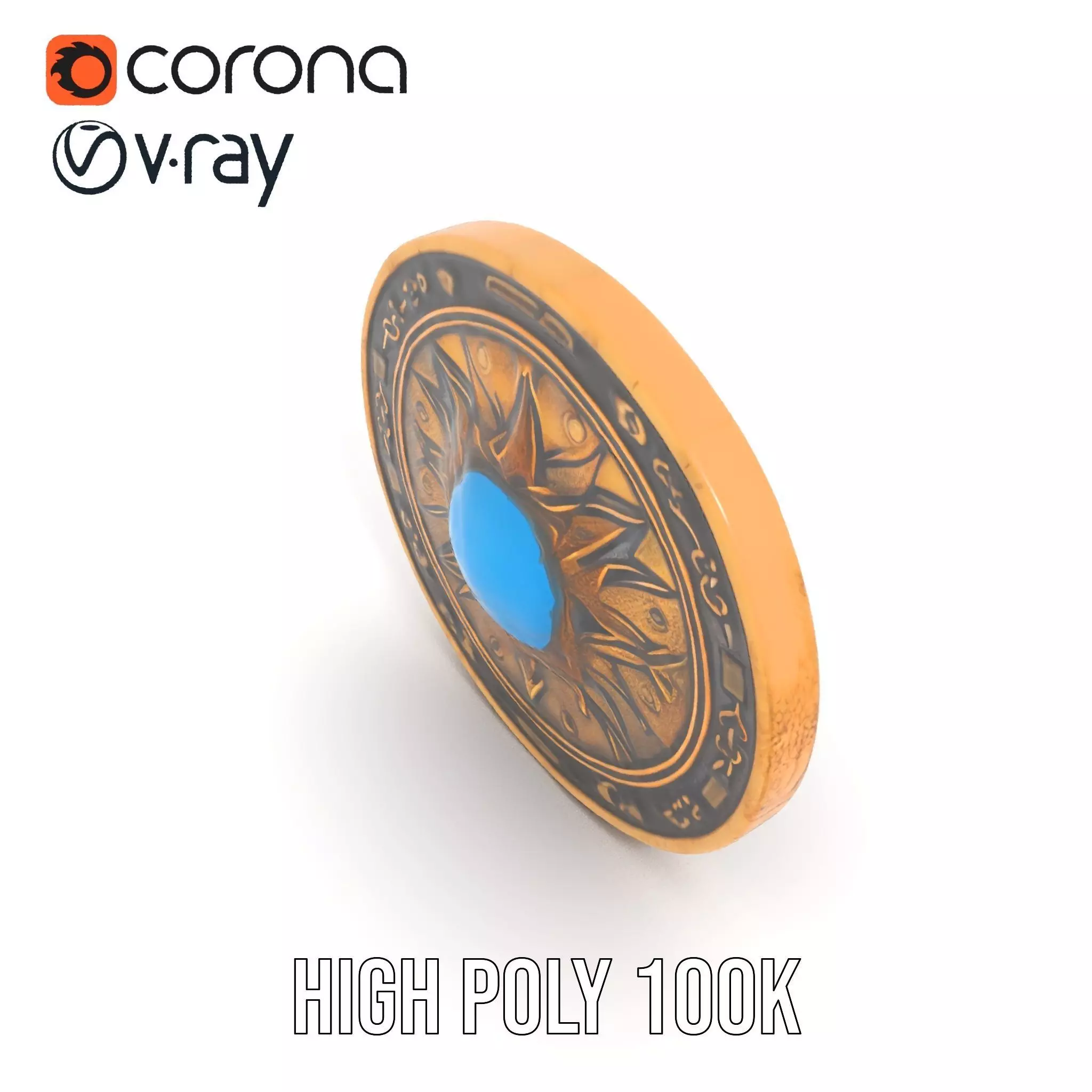 Ornate Brass Medallion model pack Low-poly 3D model_23