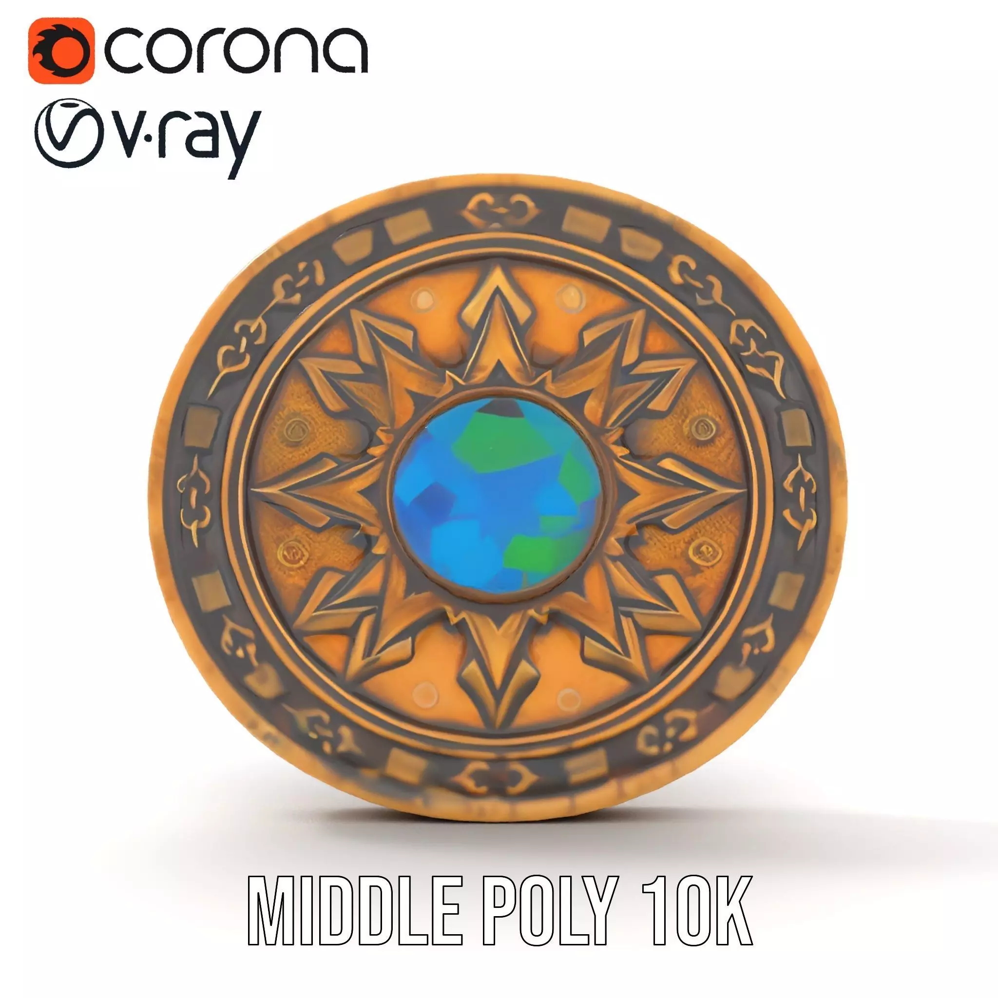 Ornate Brass Medallion model pack Low-poly 3D model_5