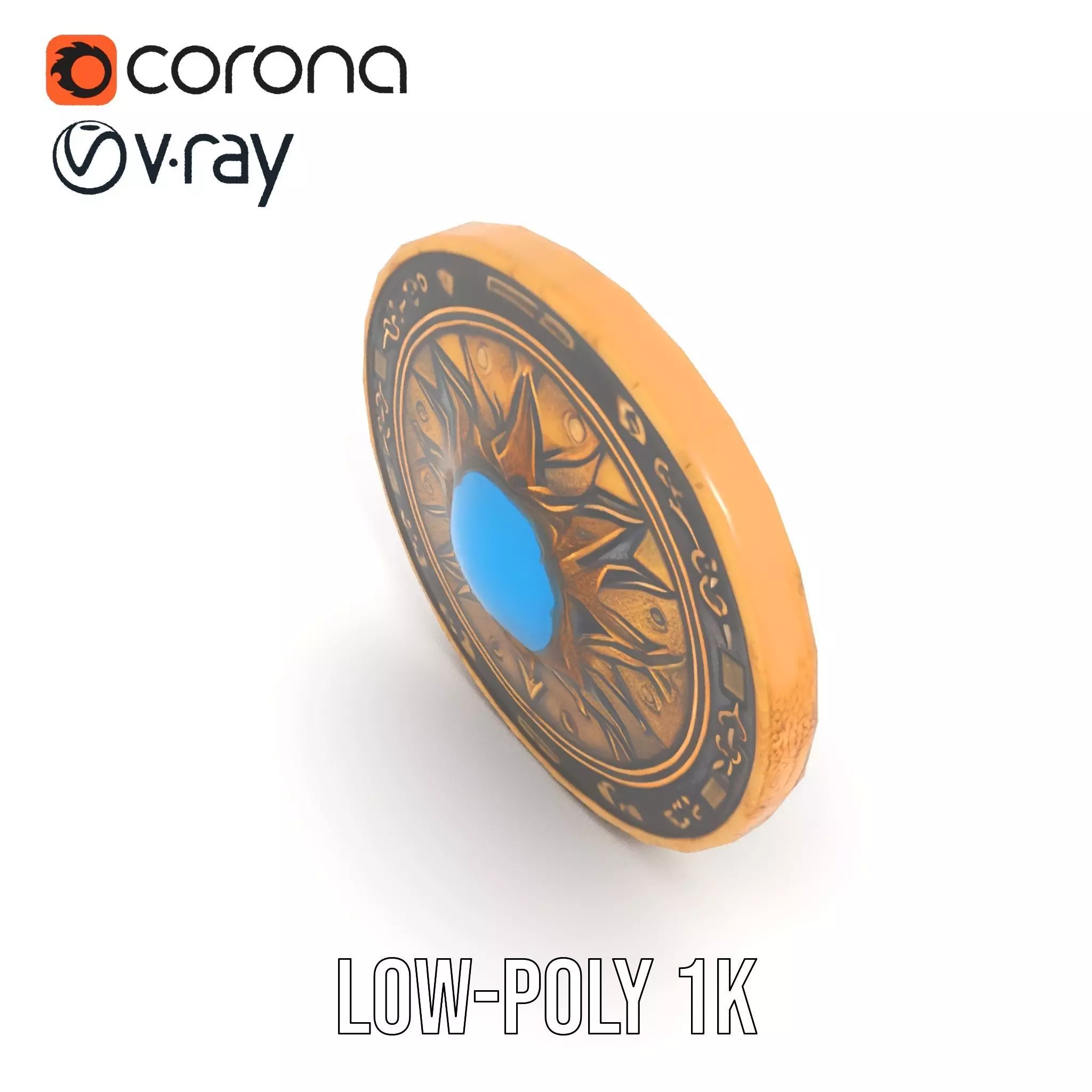 Ornate Brass Medallion model pack Low-poly 3D model_19