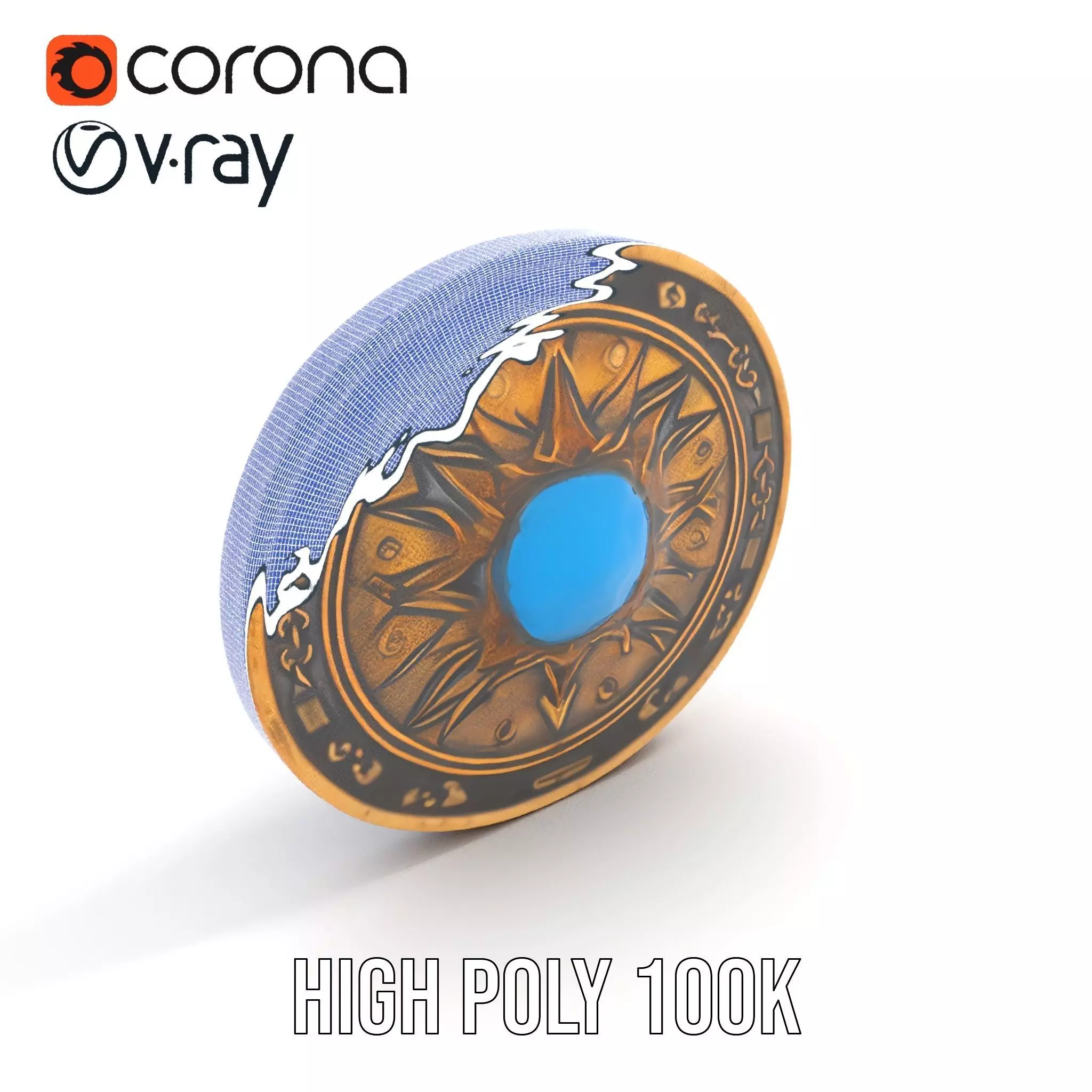 Ornate Brass Medallion model pack Low-poly 3D model_33