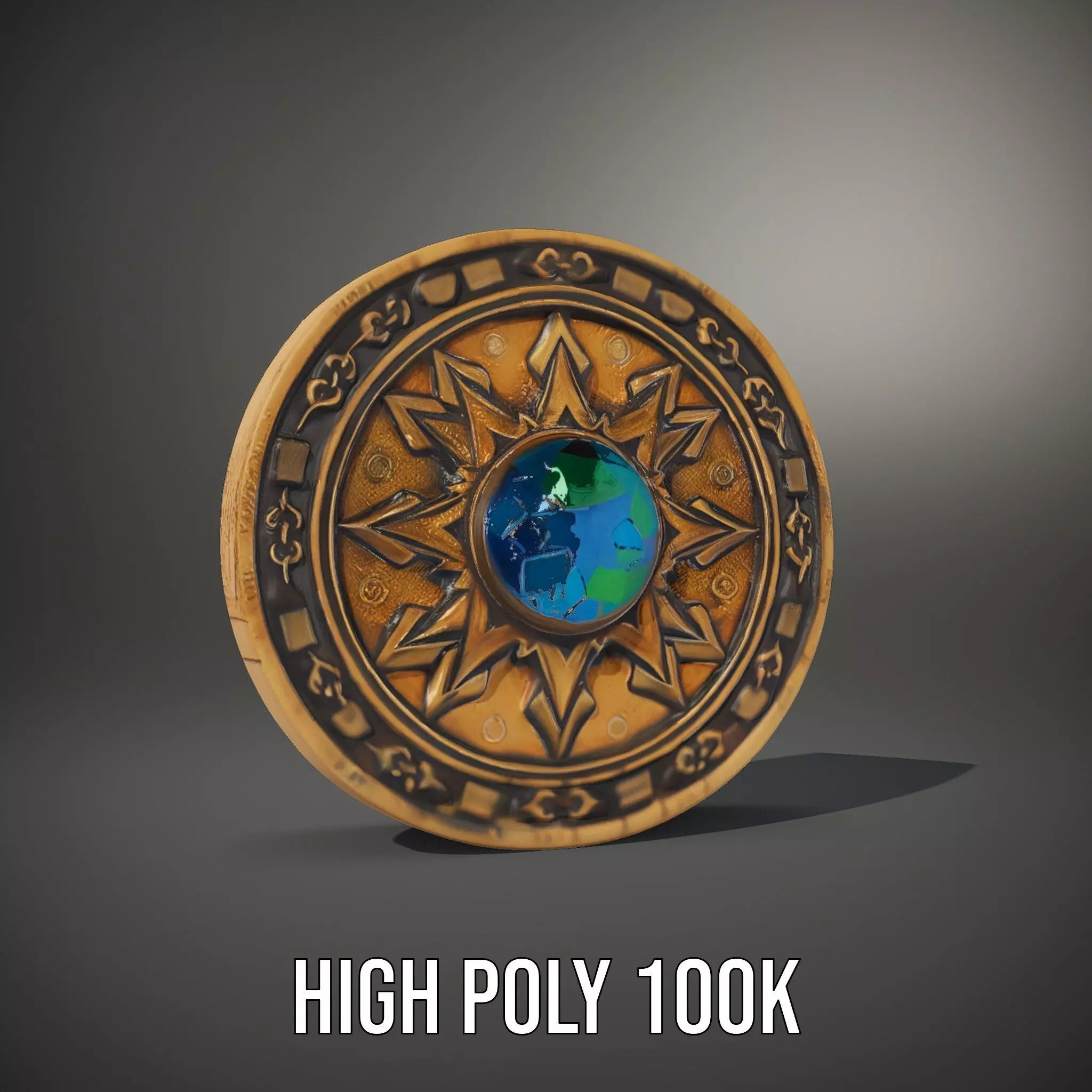 Ornate Brass Medallion model pack Low-poly 3D model_8