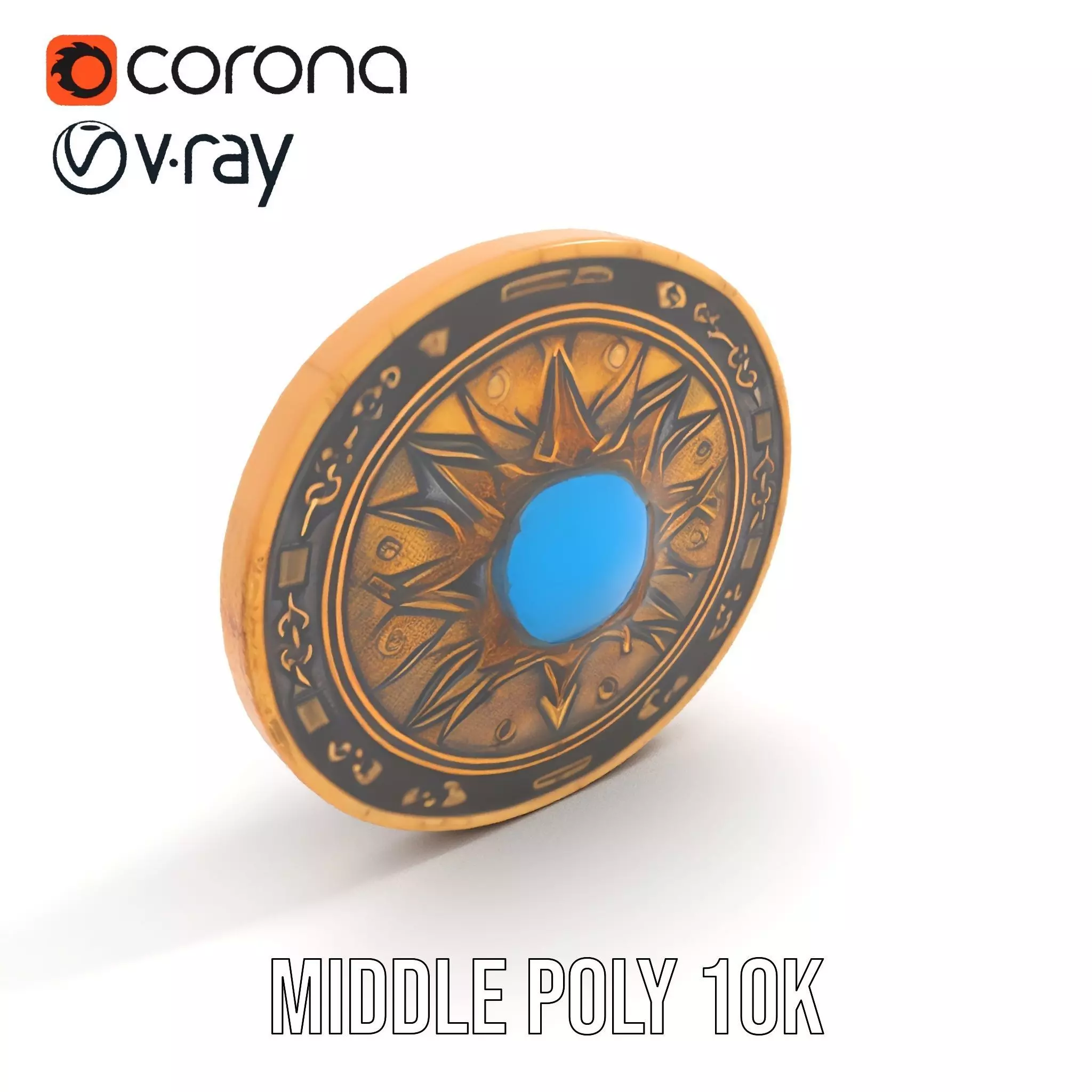 Ornate Brass Medallion model pack Low-poly 3D model_13