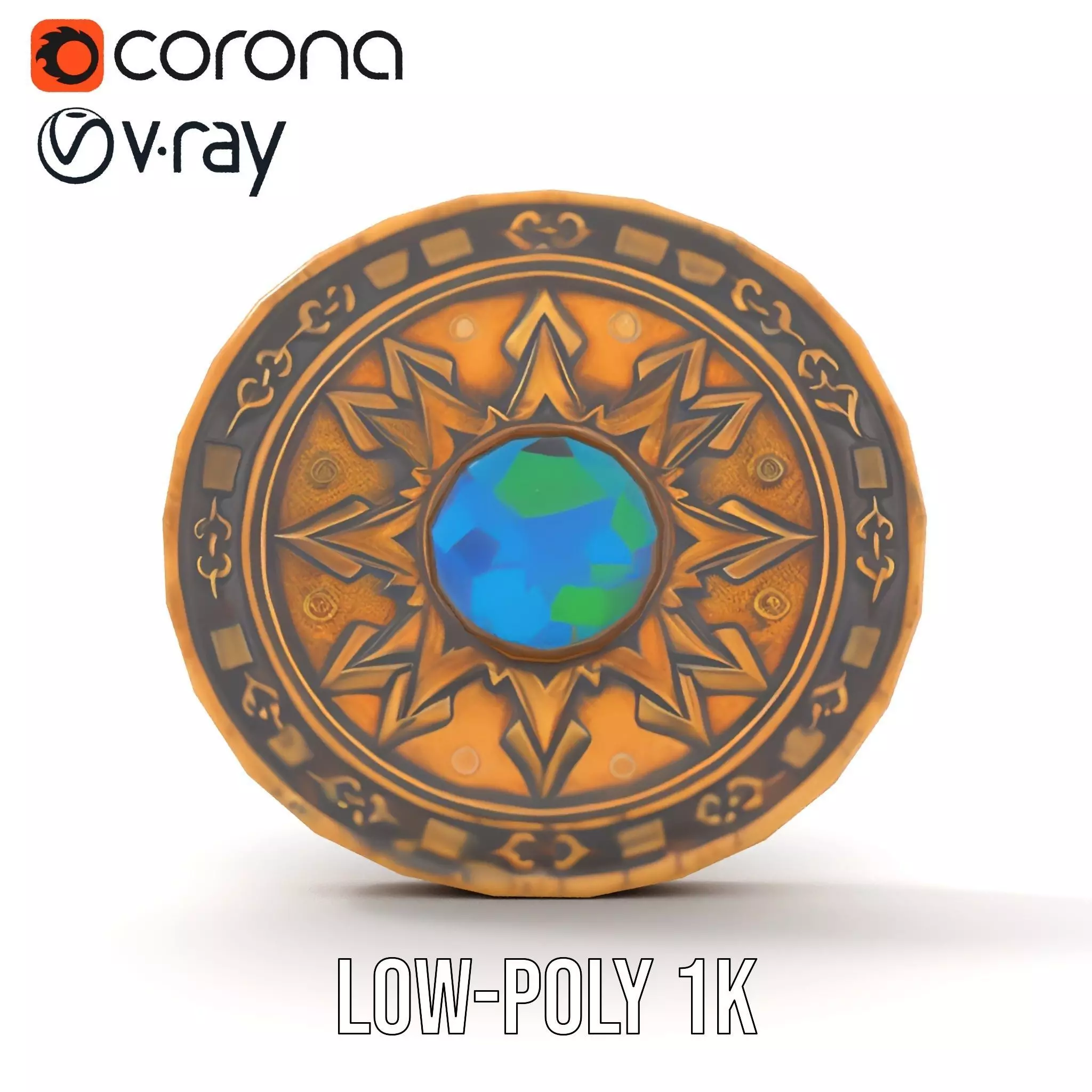 Ornate Brass Medallion model pack Low-poly 3D model_12