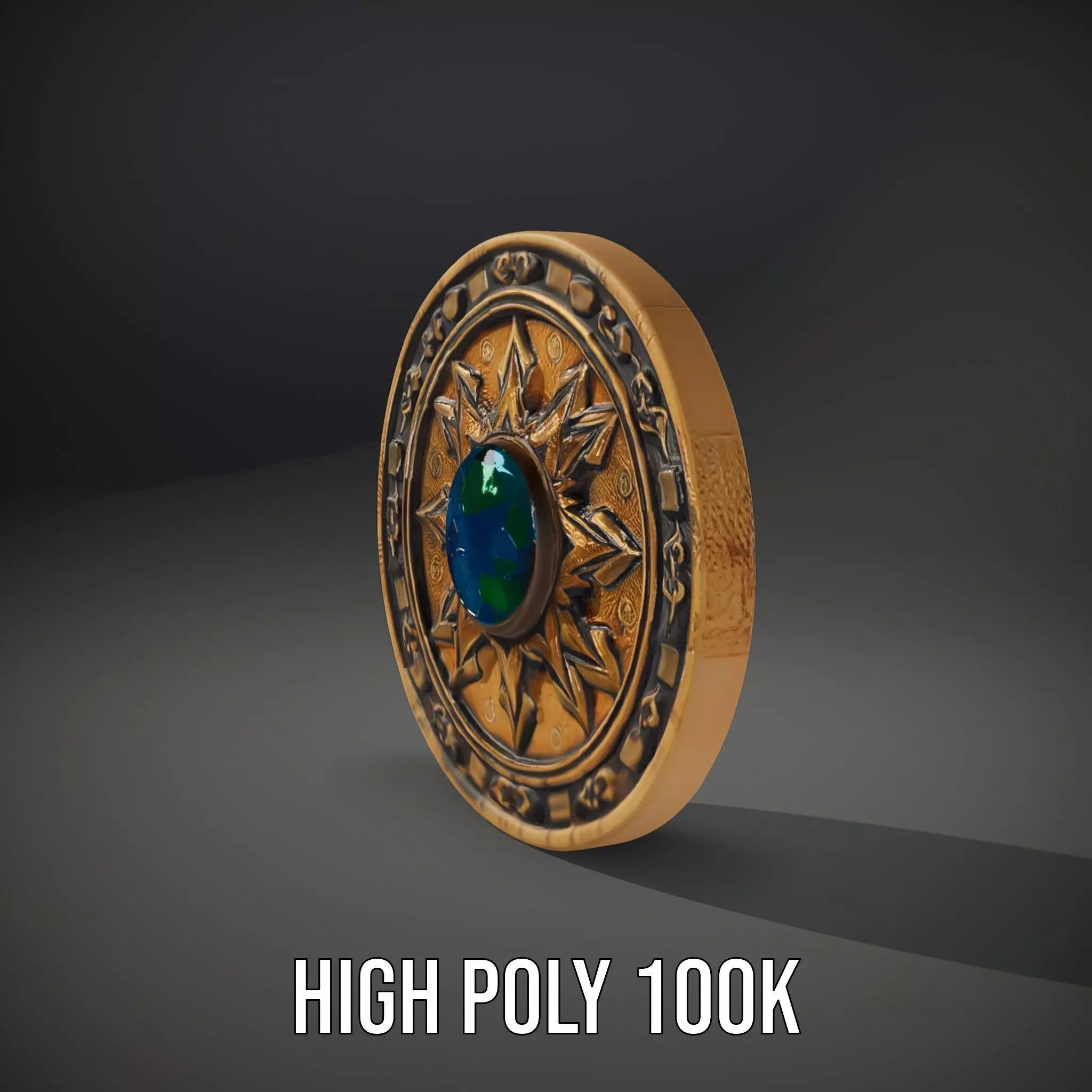 Ornate Brass Medallion model pack Low-poly 3D model_10