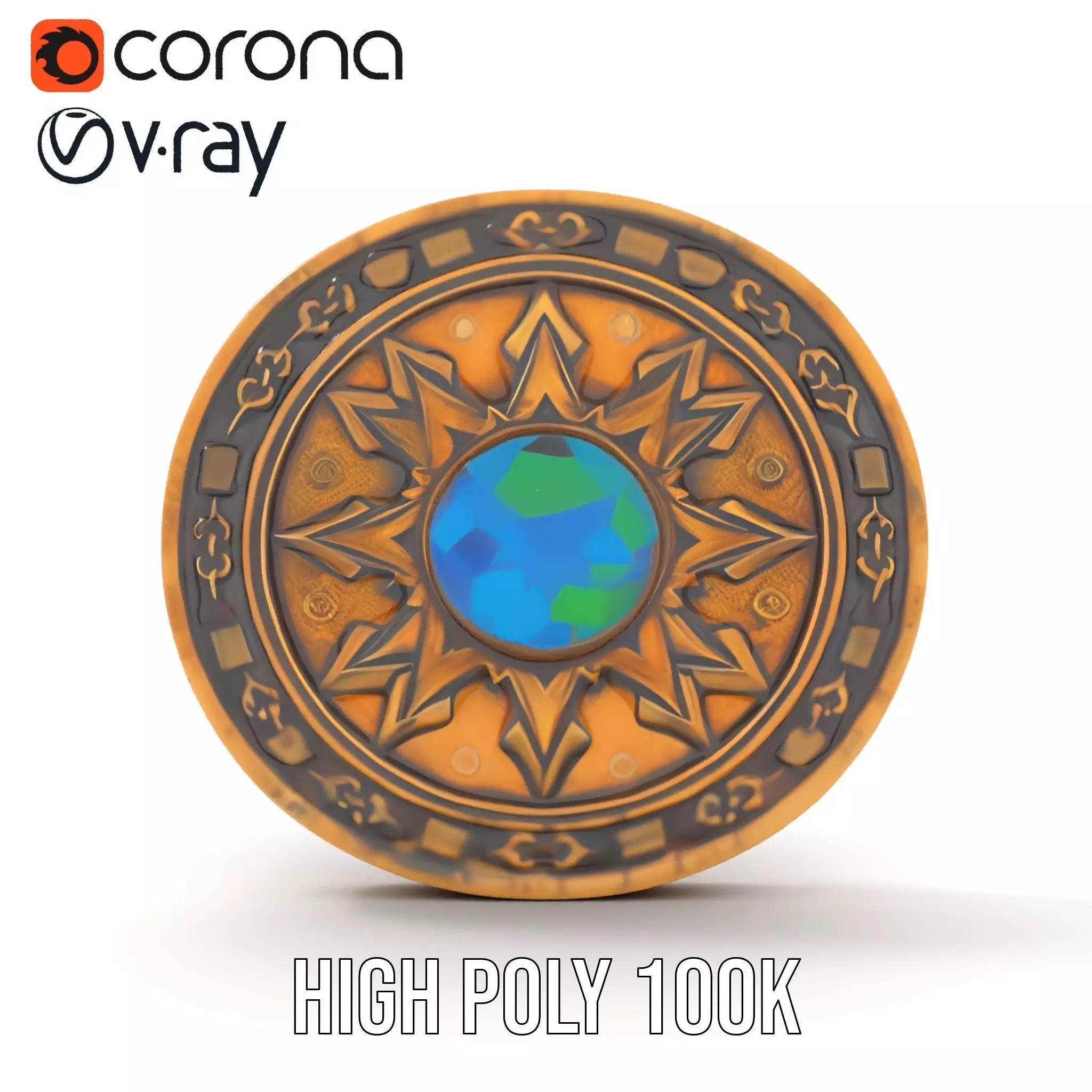 Ornate Brass Medallion model pack Low-poly 3D model_20