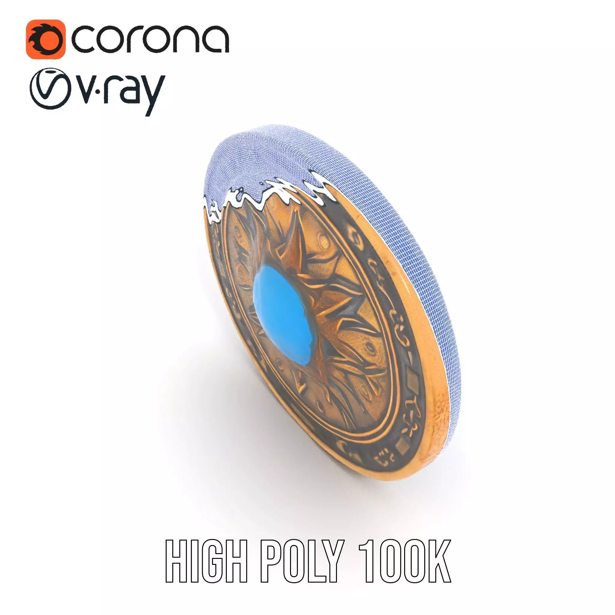 Ornate Brass Medallion model pack Low-poly 3D model_34