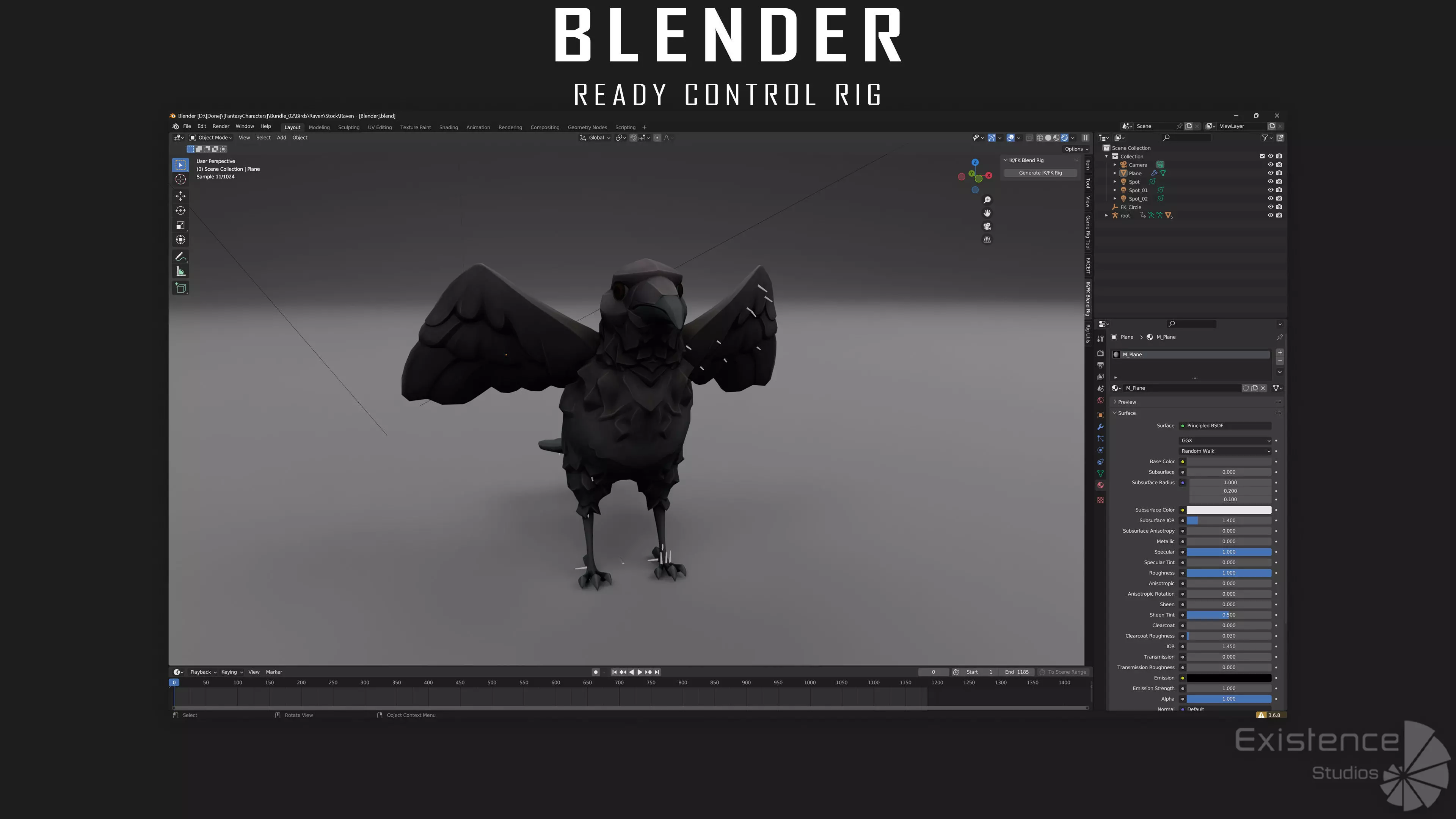 Raven - Flying System - Bird Behavior - 75 Low-poly 3D model_13