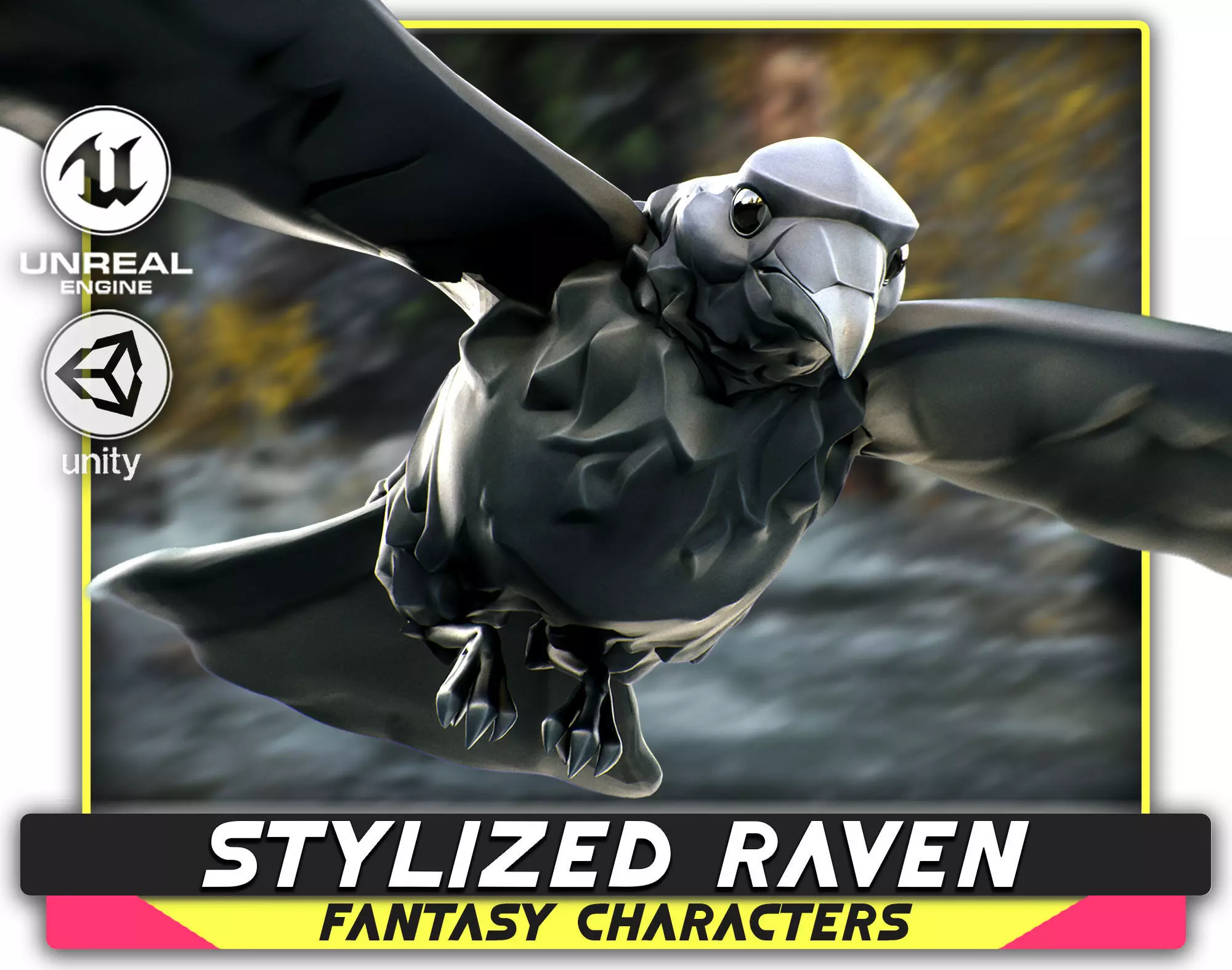 Raven - Flying System - Bird Behavior - 75 Low-poly 3D model_0