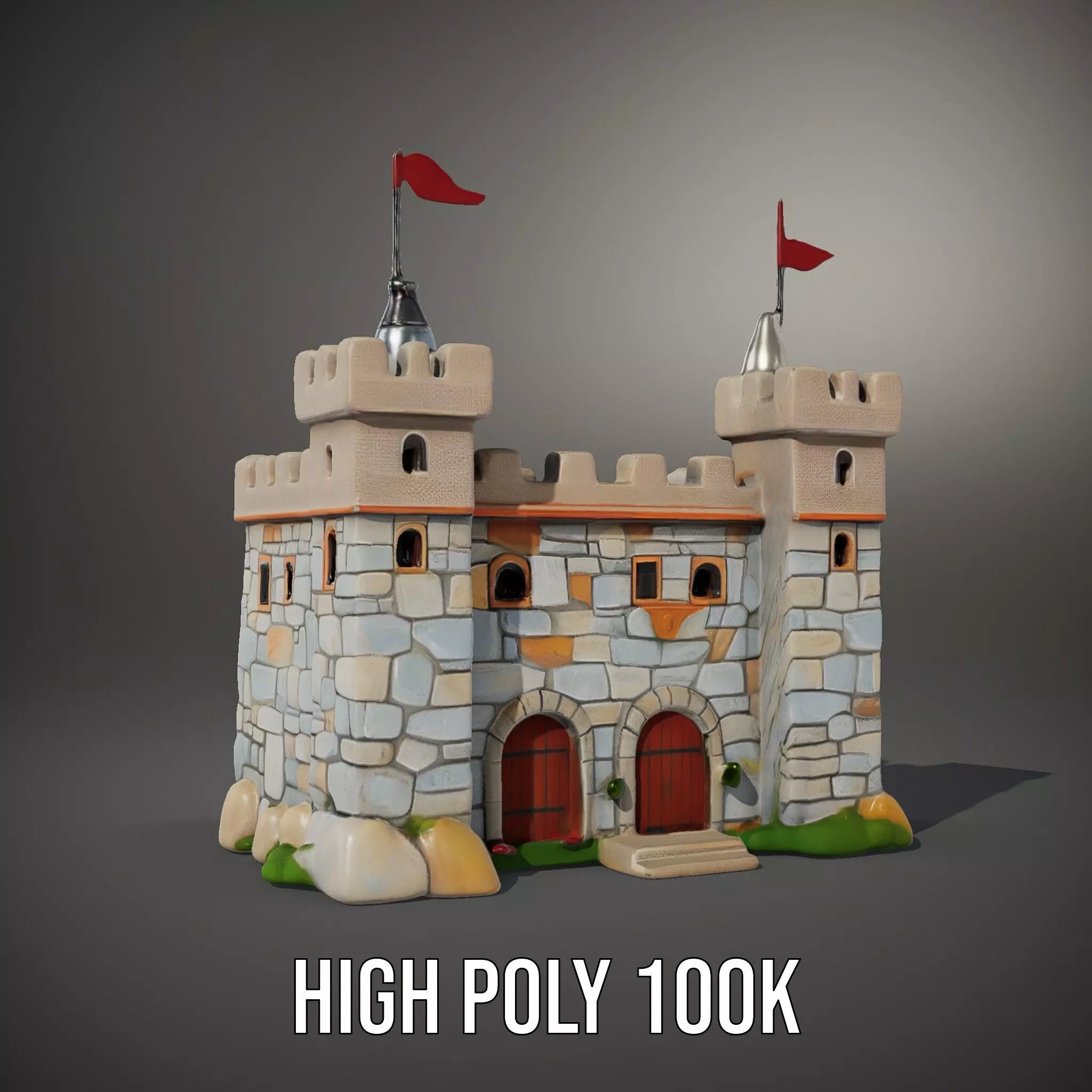 Medieval Stone Castle model pack Low-poly 3D model_8