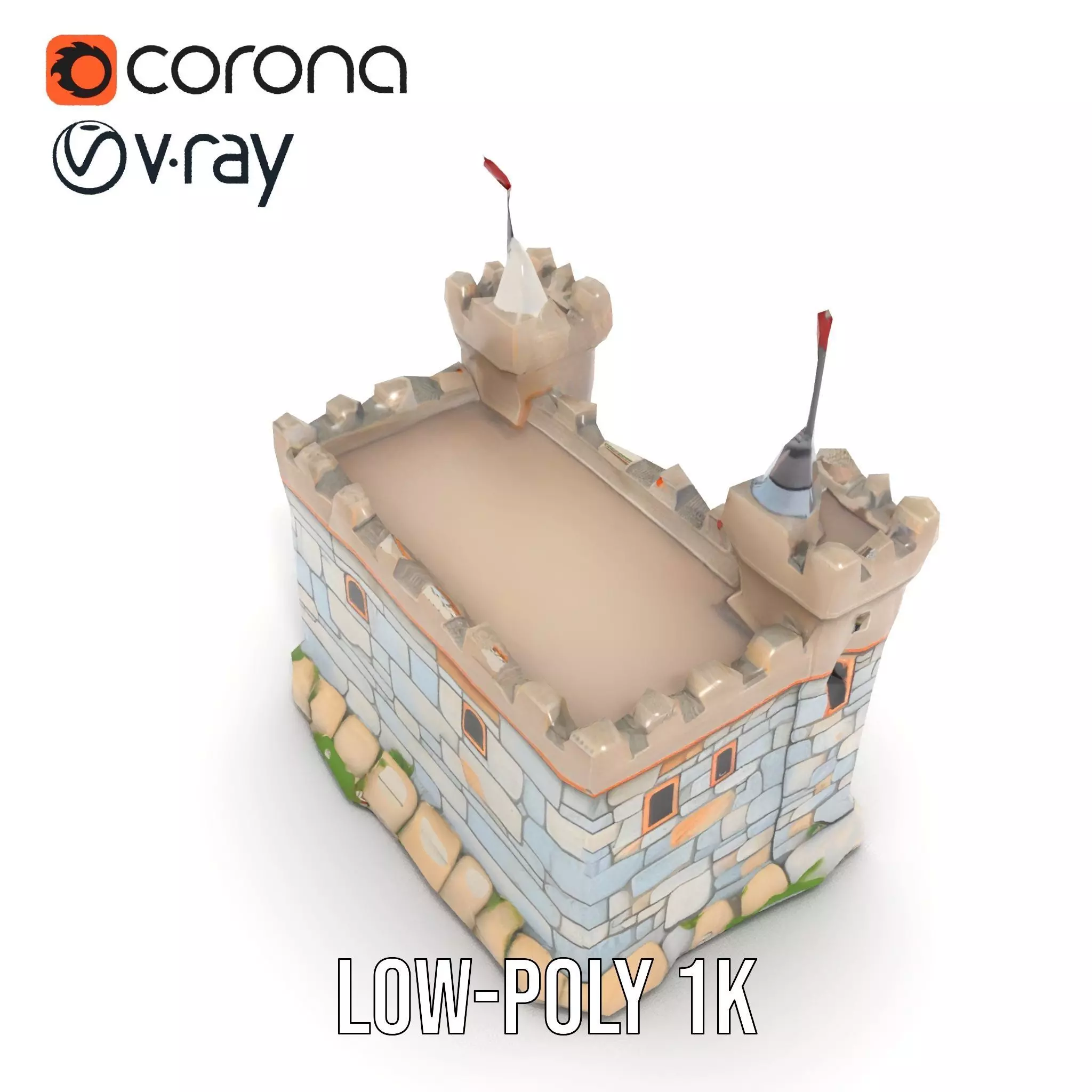 Medieval Stone Castle model pack Low-poly 3D model_12