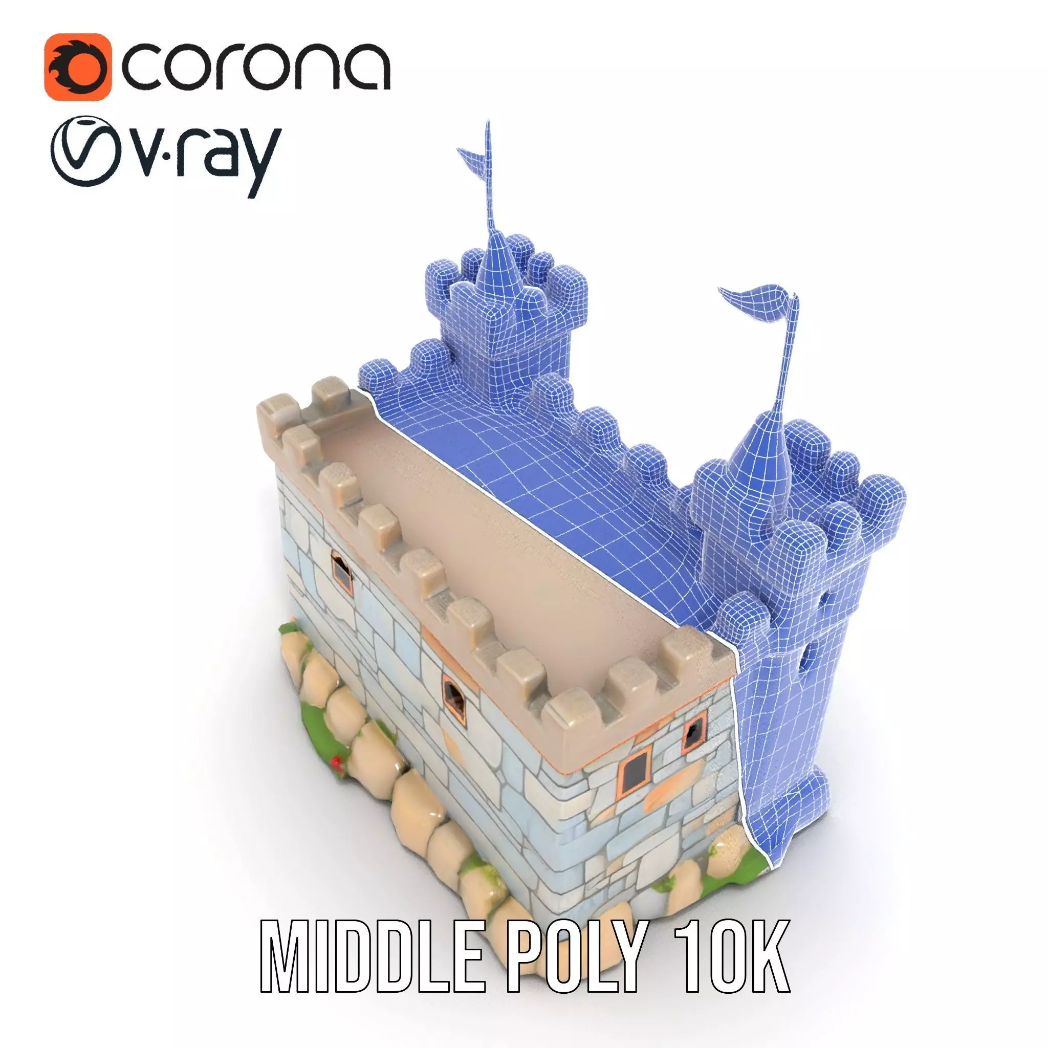 Medieval Stone Castle model pack Low-poly 3D model_16