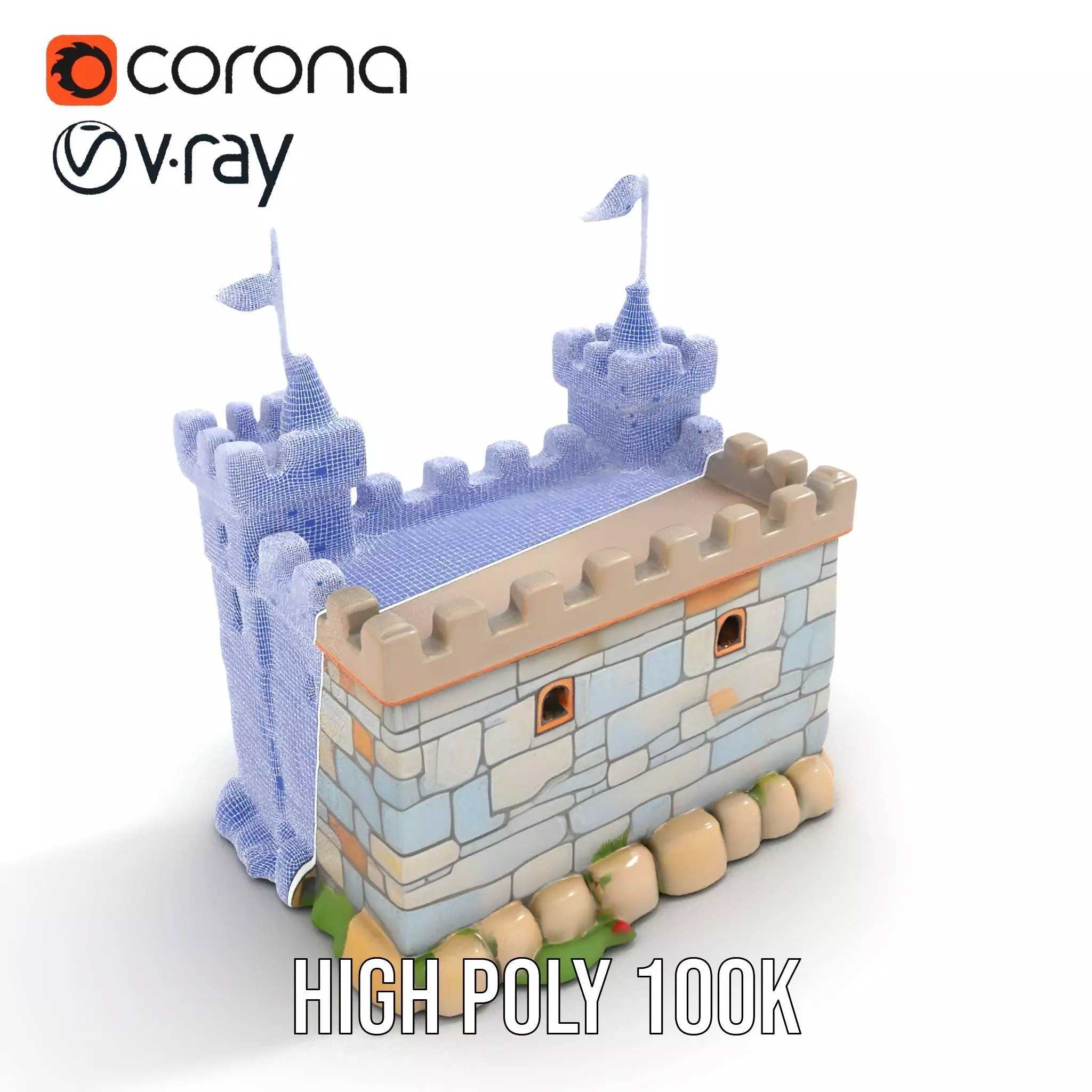 Medieval Stone Castle model pack Low-poly 3D model_33