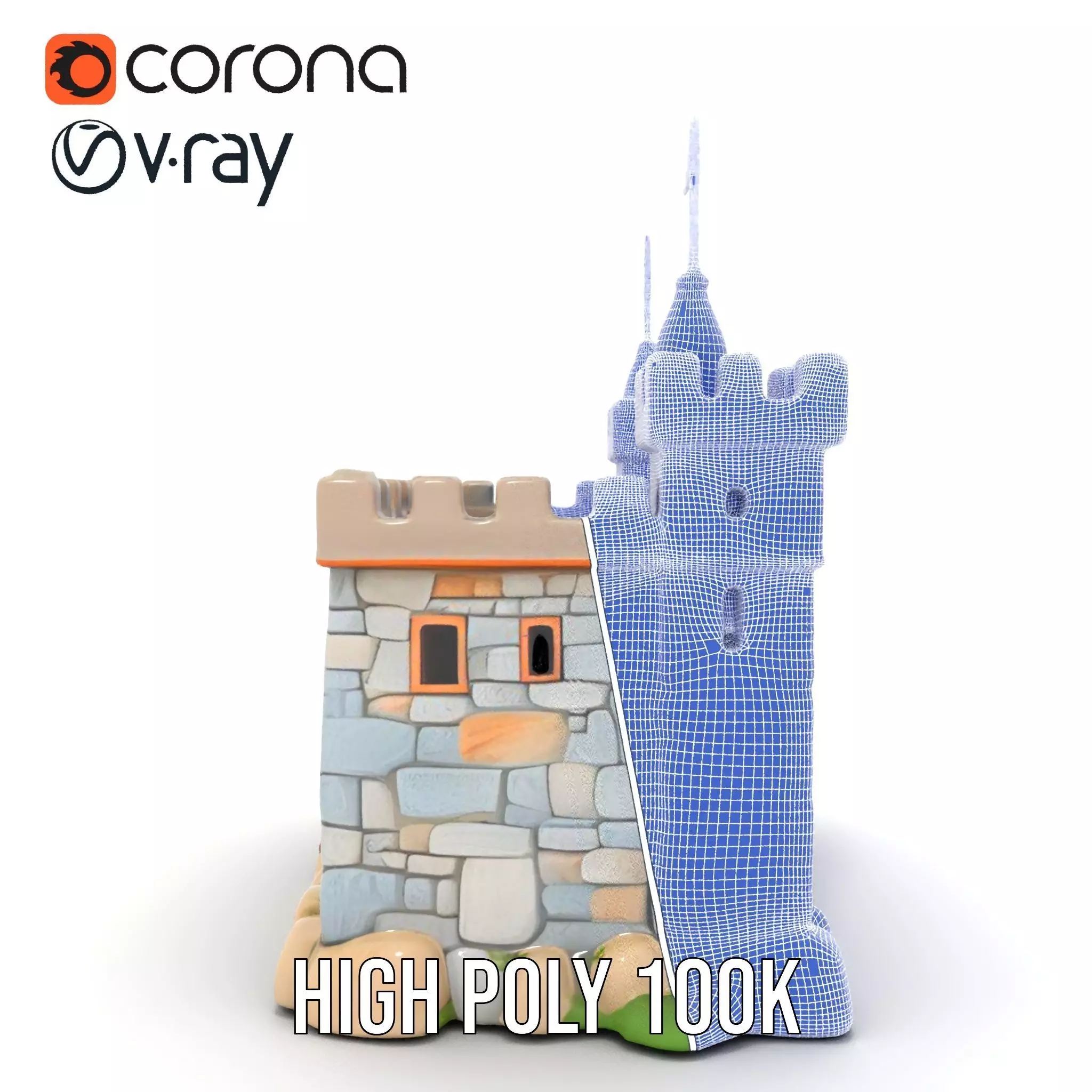 Medieval Stone Castle model pack Low-poly 3D model_34