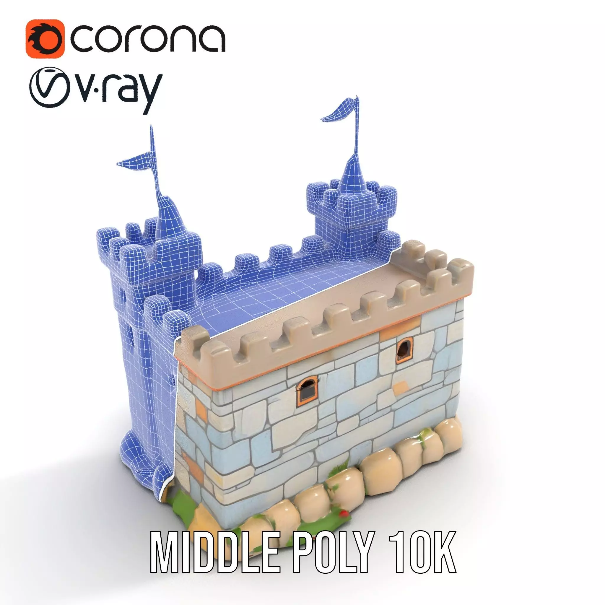 Medieval Stone Castle model pack Low-poly 3D model_13