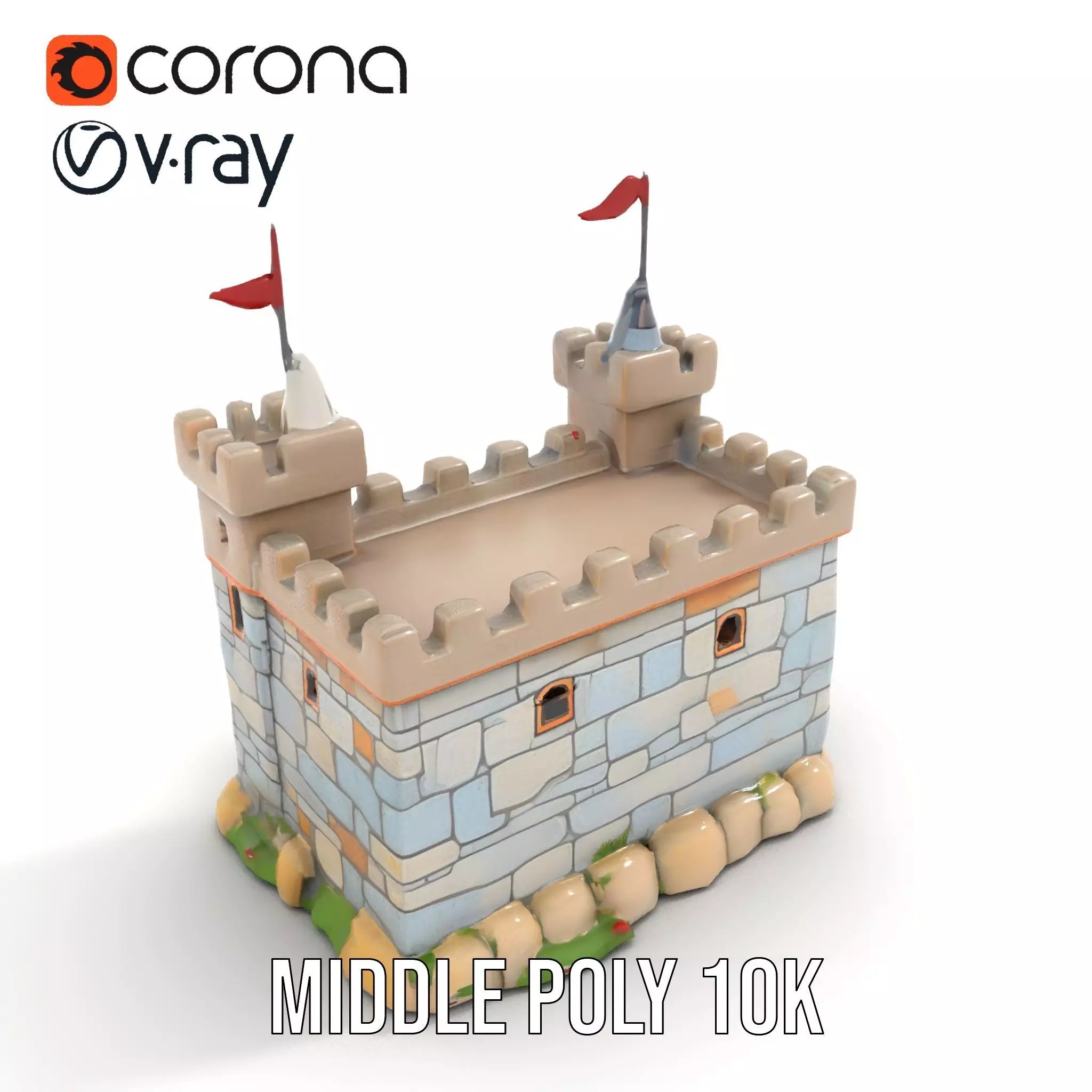 Medieval Stone Castle model pack Low-poly 3D model_6