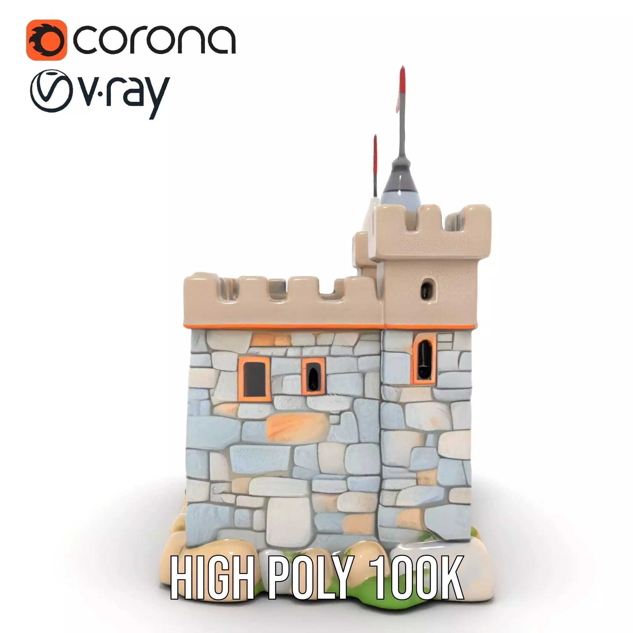 Medieval Stone Castle model pack Low-poly 3D model_15