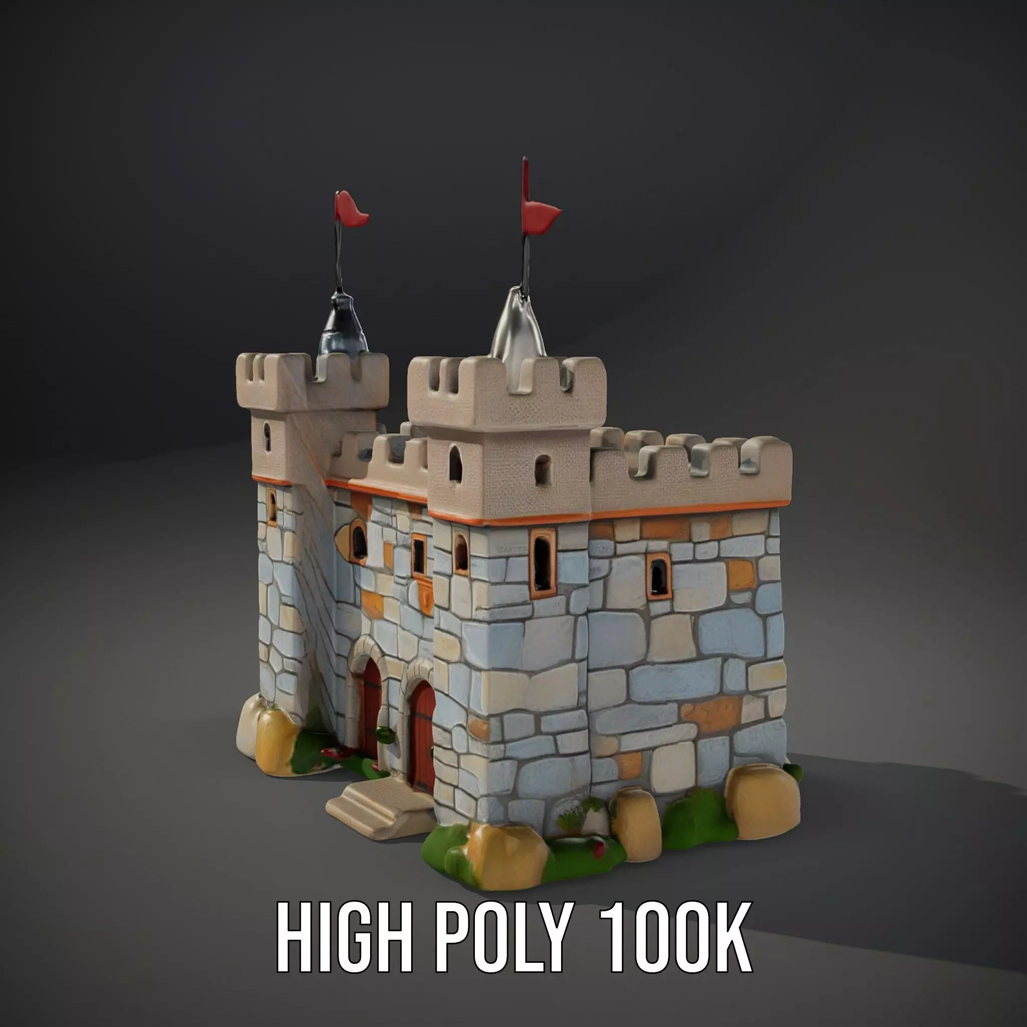 Medieval Stone Castle model pack Low-poly 3D model_10