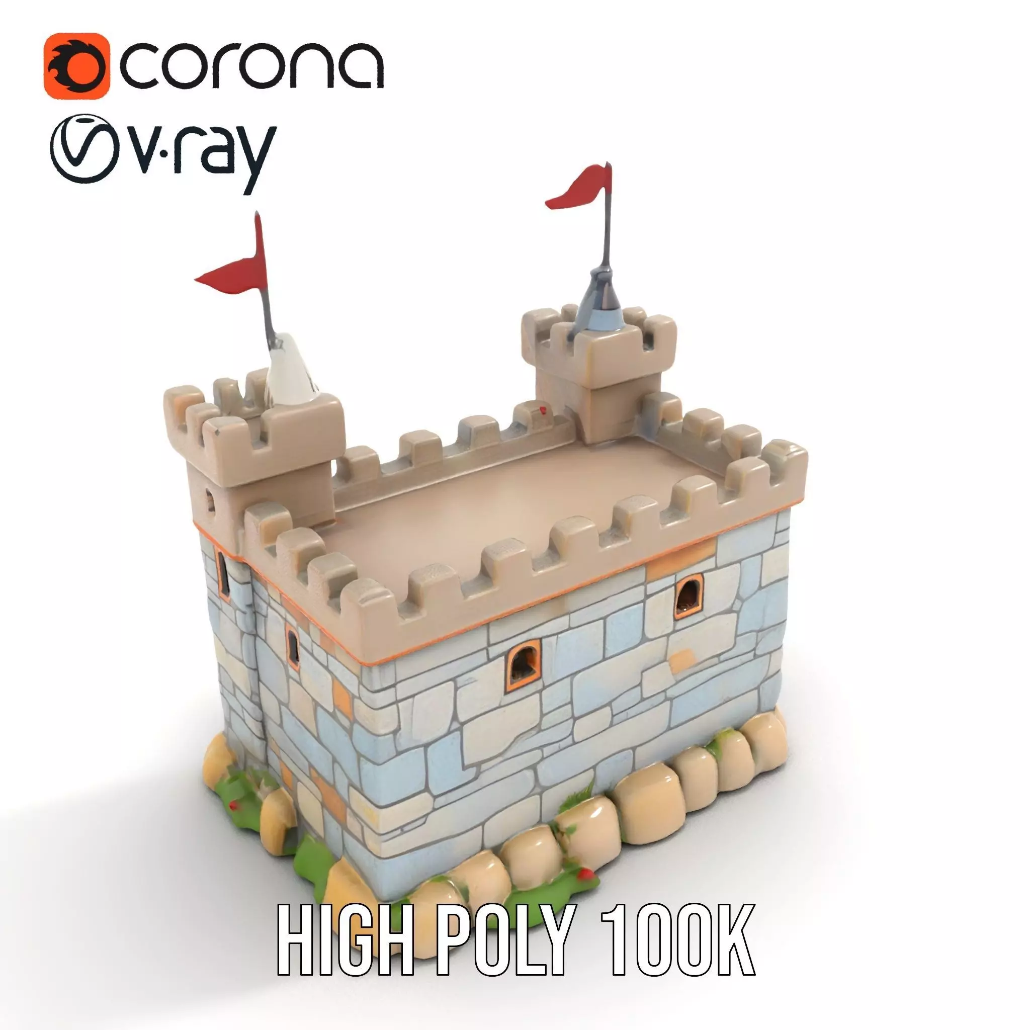 Medieval Stone Castle model pack Low-poly 3D model_23