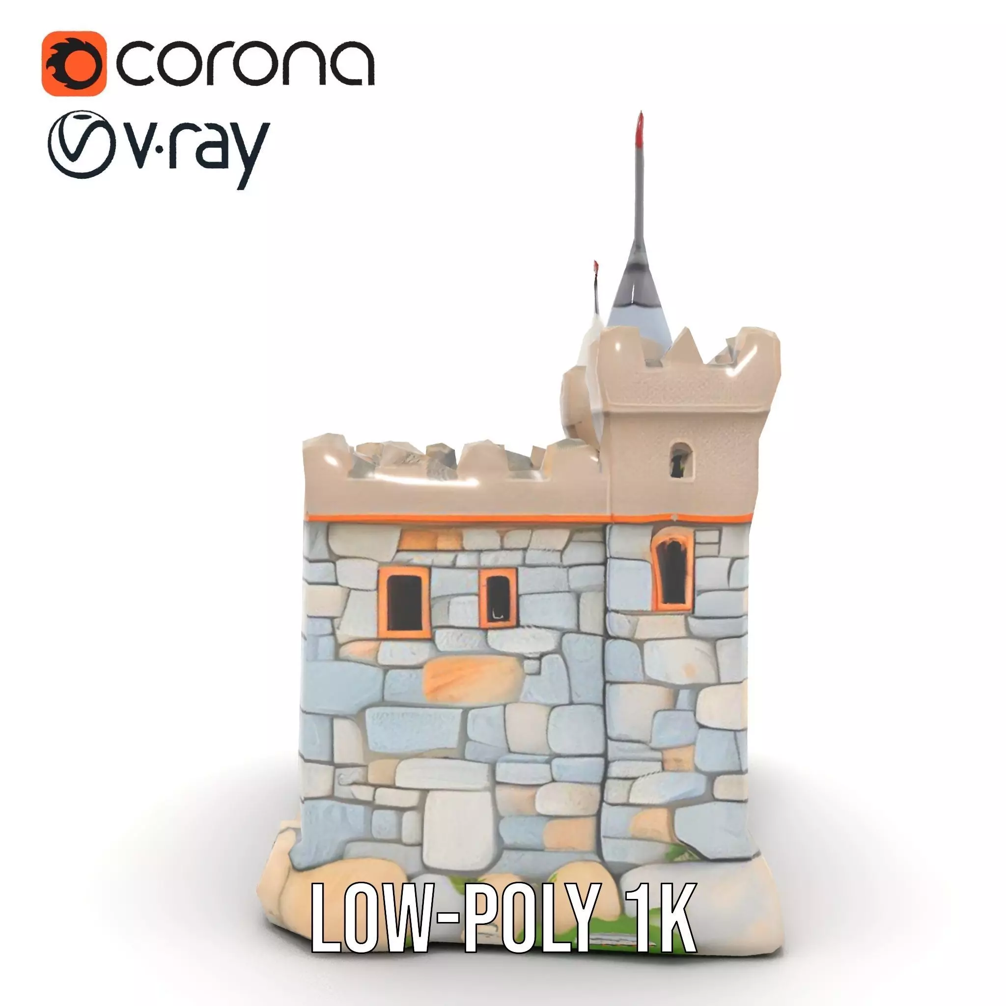 Medieval Stone Castle model pack Low-poly 3D model_19