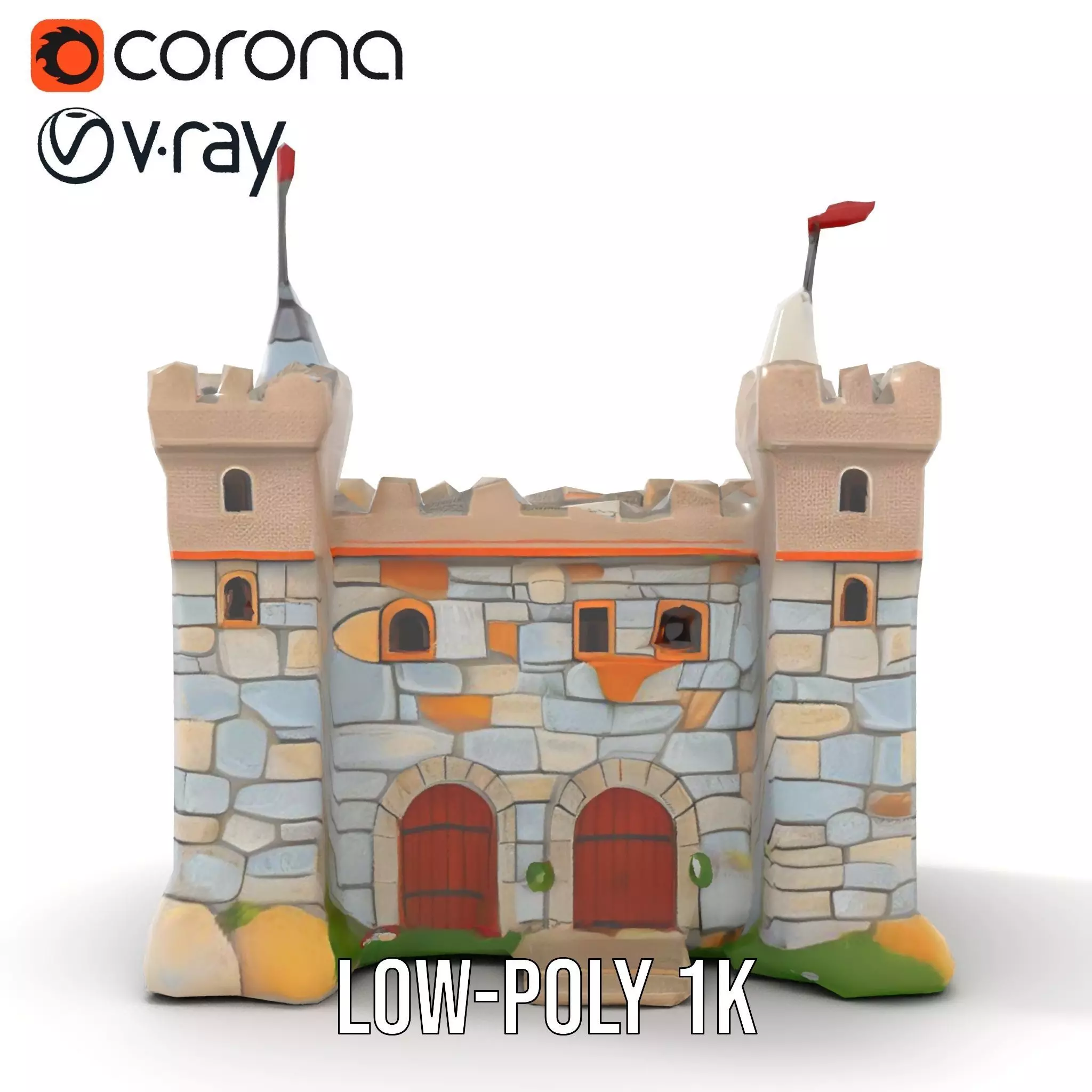 Medieval Stone Castle model pack Low-poly 3D model_9