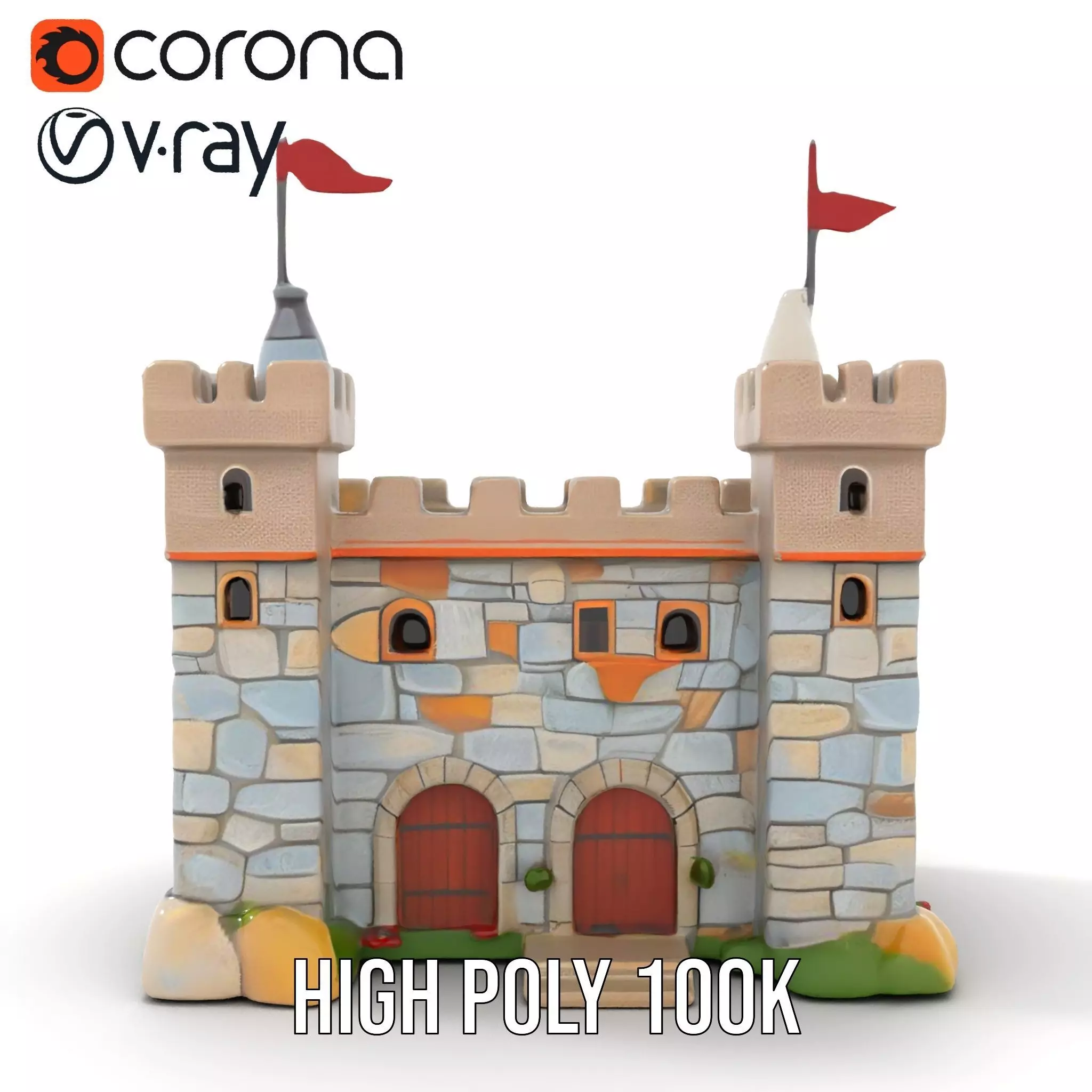 Medieval Stone Castle model pack Low-poly 3D model_26