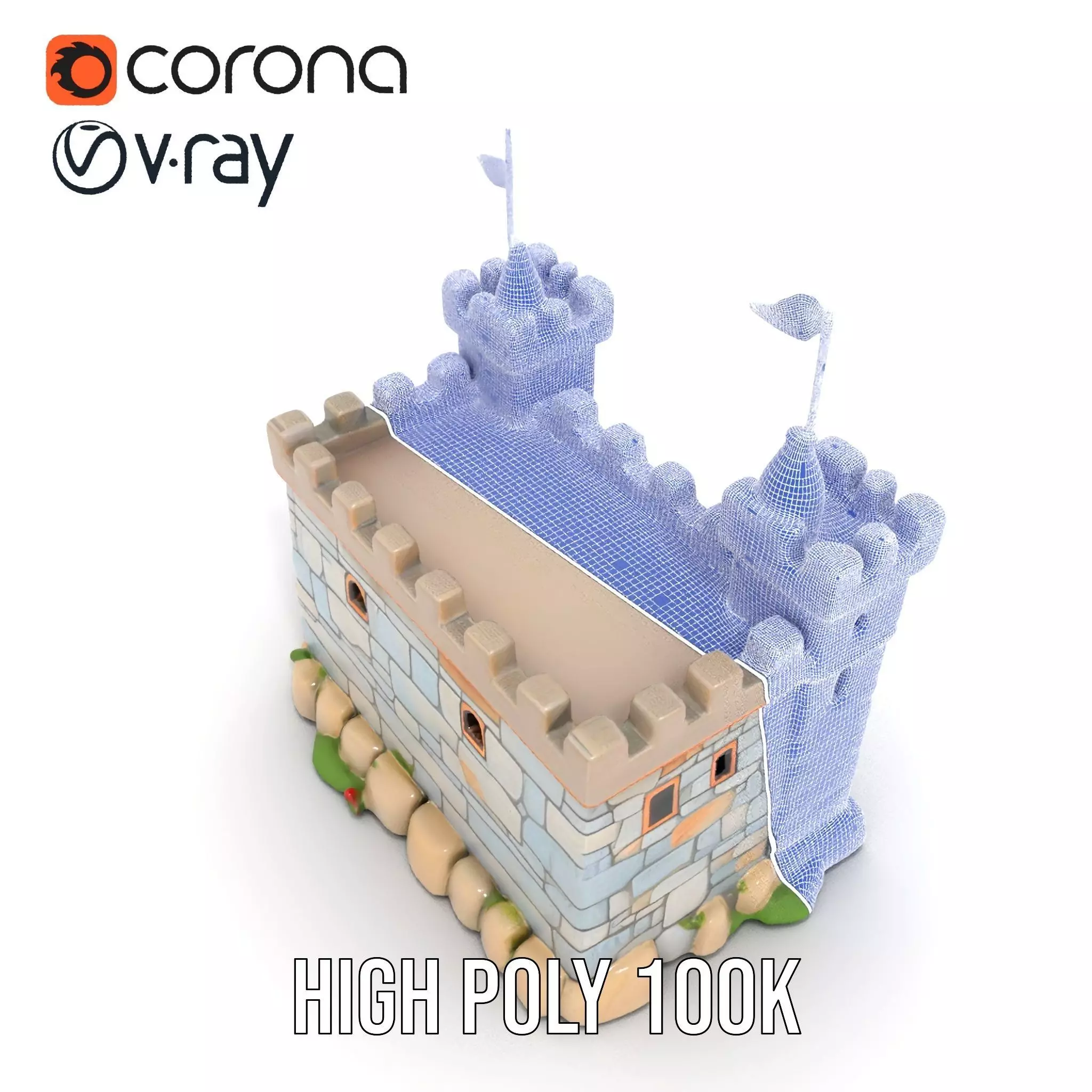 Medieval Stone Castle model pack Low-poly 3D model_32