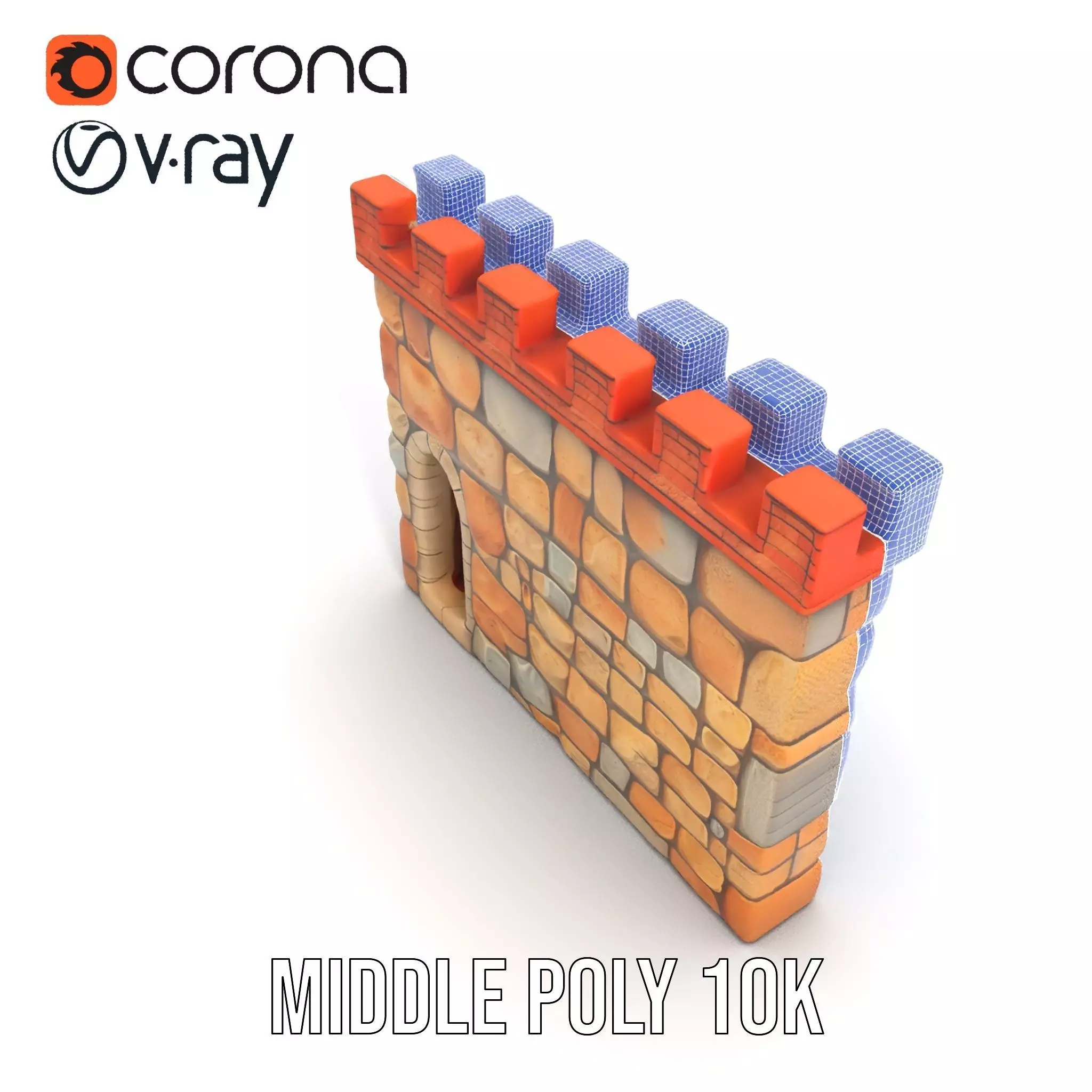 Medieval Stone Wall model pack Low-poly 3D model_13