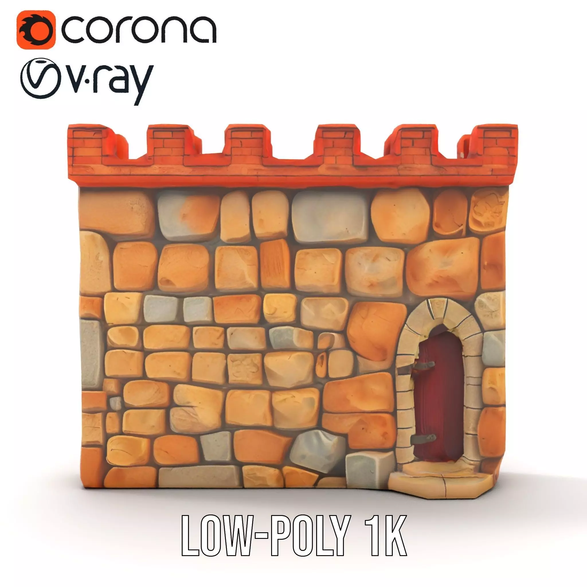 Medieval Stone Wall model pack Low-poly 3D model_16