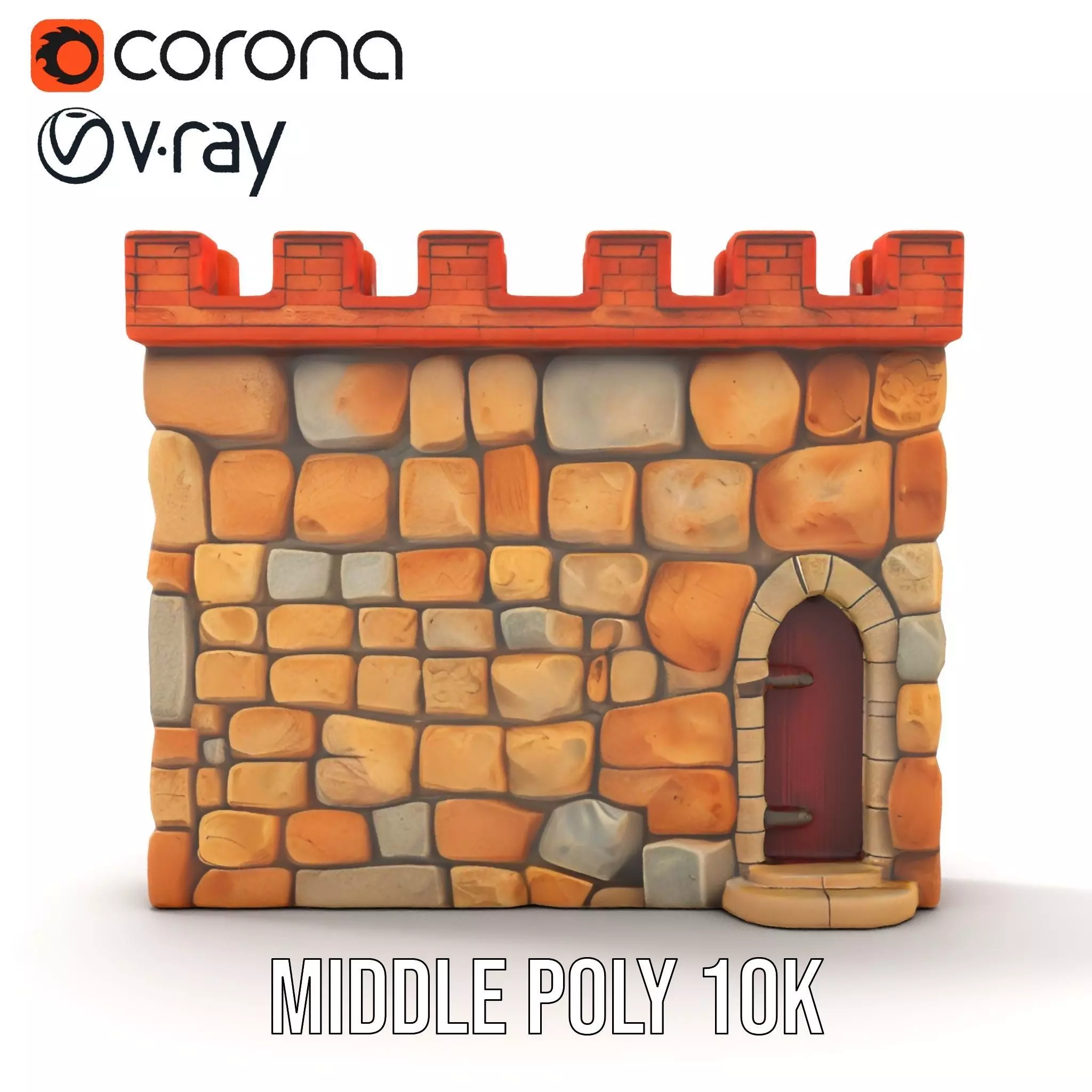 Medieval Stone Wall model pack Low-poly 3D model_24