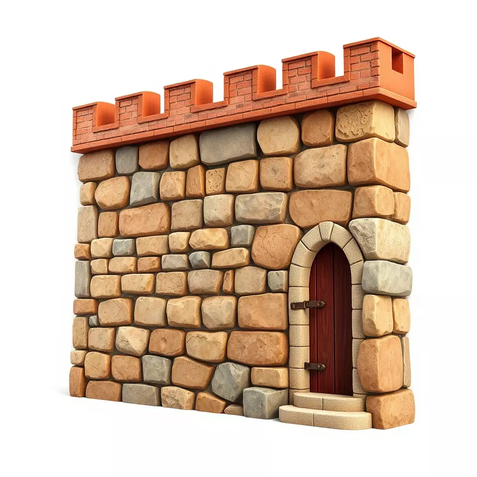 Medieval Stone Wall model pack Low-poly 3D model_2