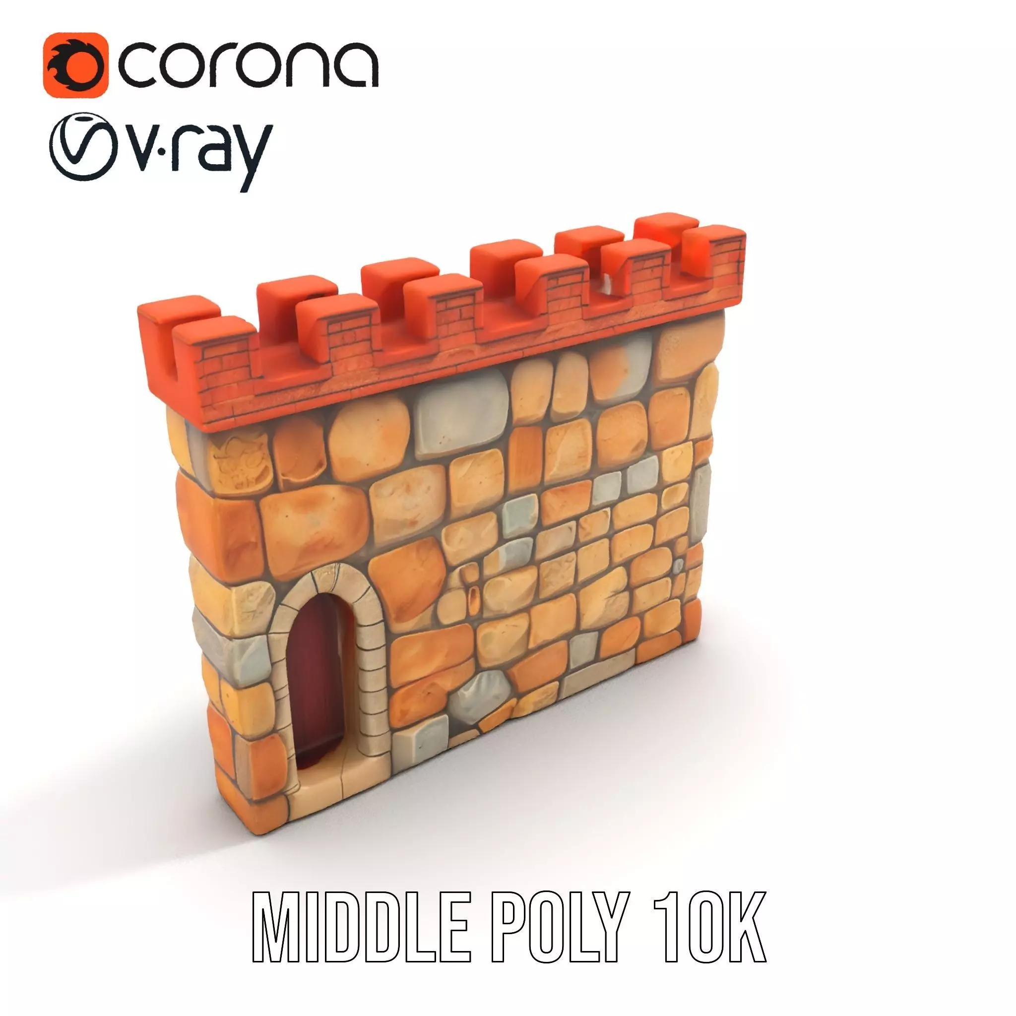 Medieval Stone Wall model pack Low-poly 3D model_5