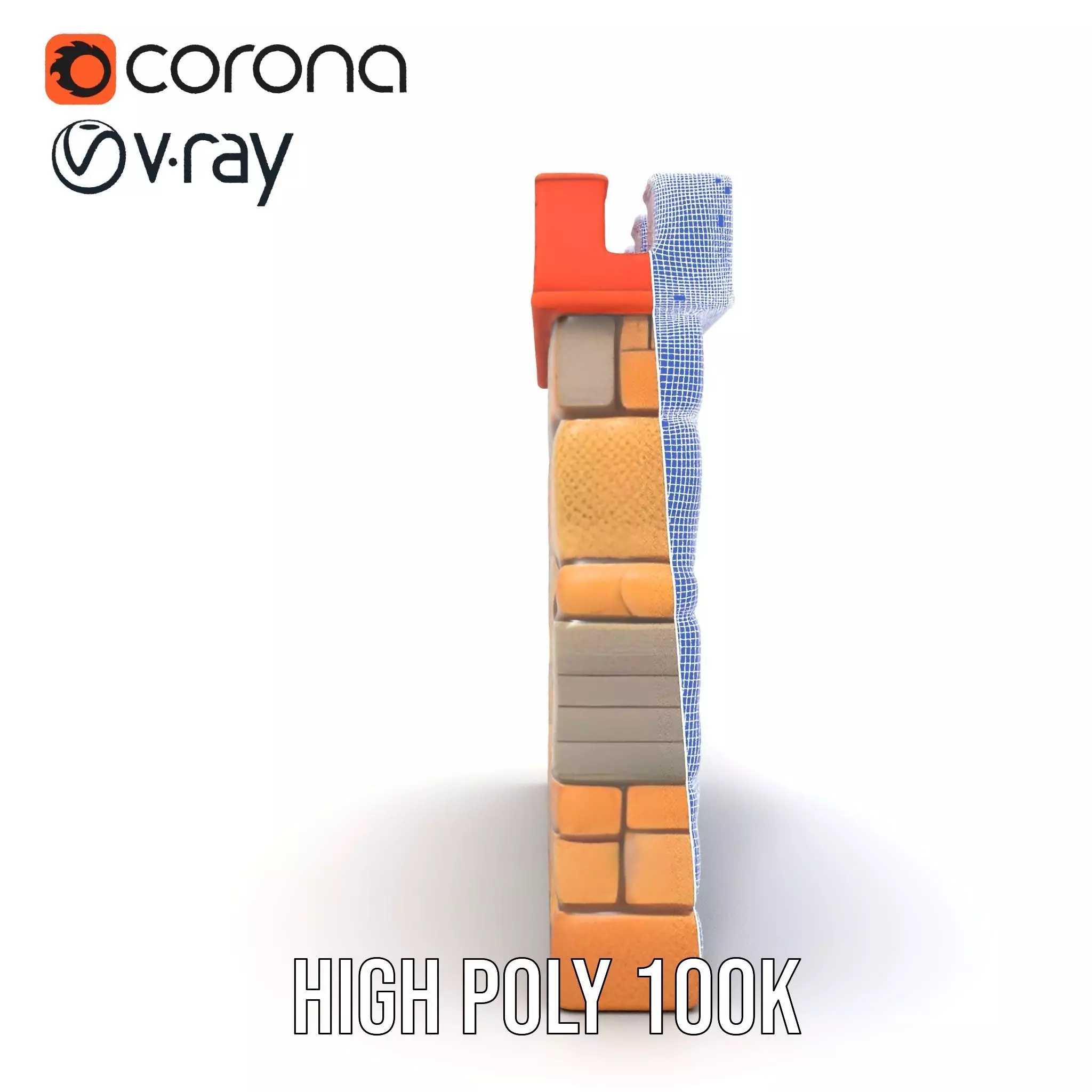 Medieval Stone Wall model pack Low-poly 3D model_33